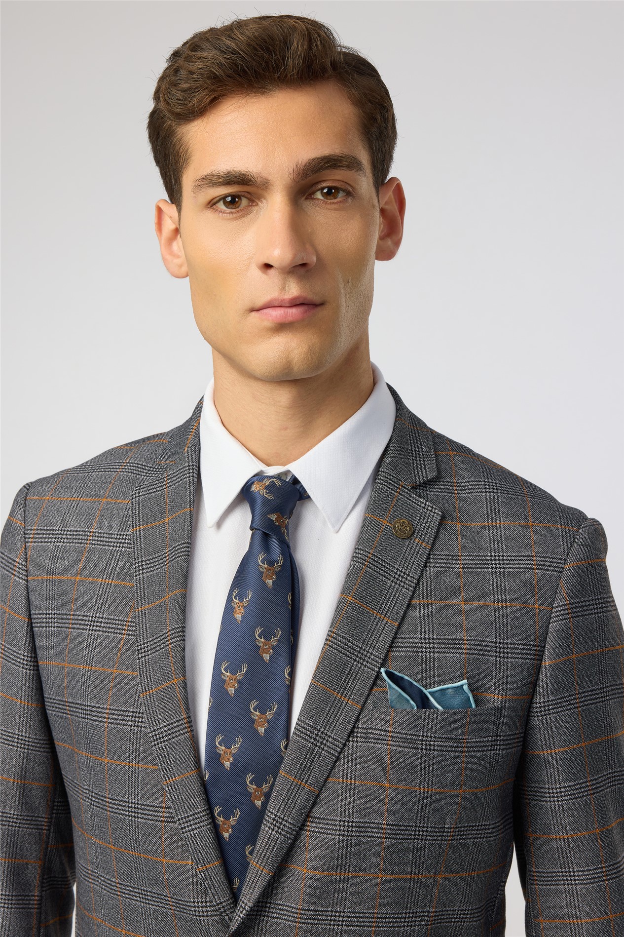Antique Rogue Navy Stag Motif Tie