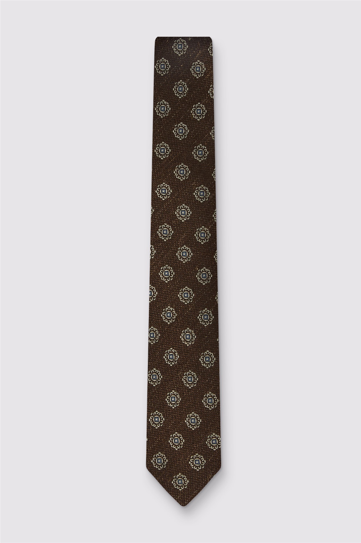 Alexandre Brown Motif Linen Blend Tie
