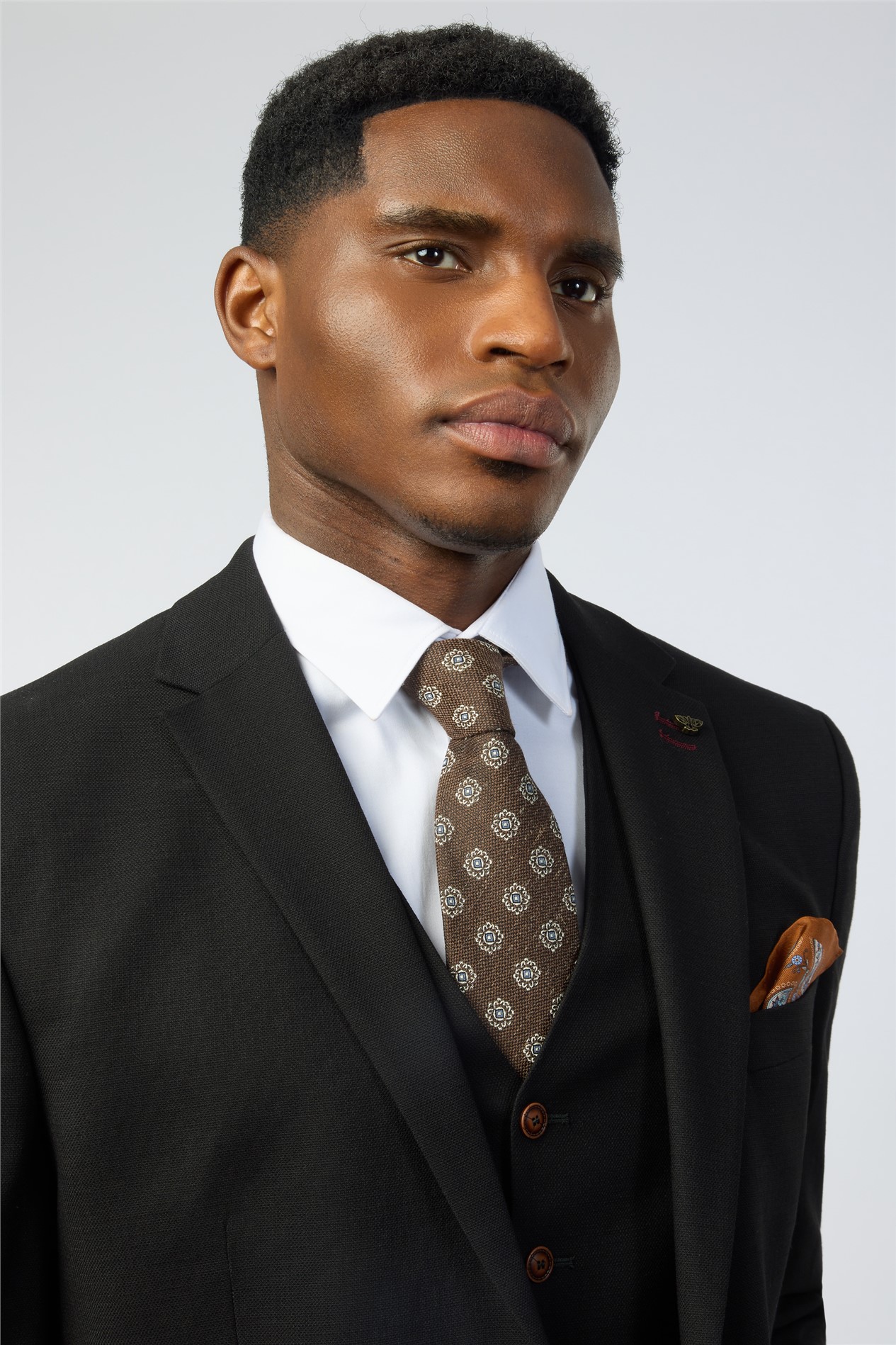 Alexandre Brown Motif Linen Blend Tie
