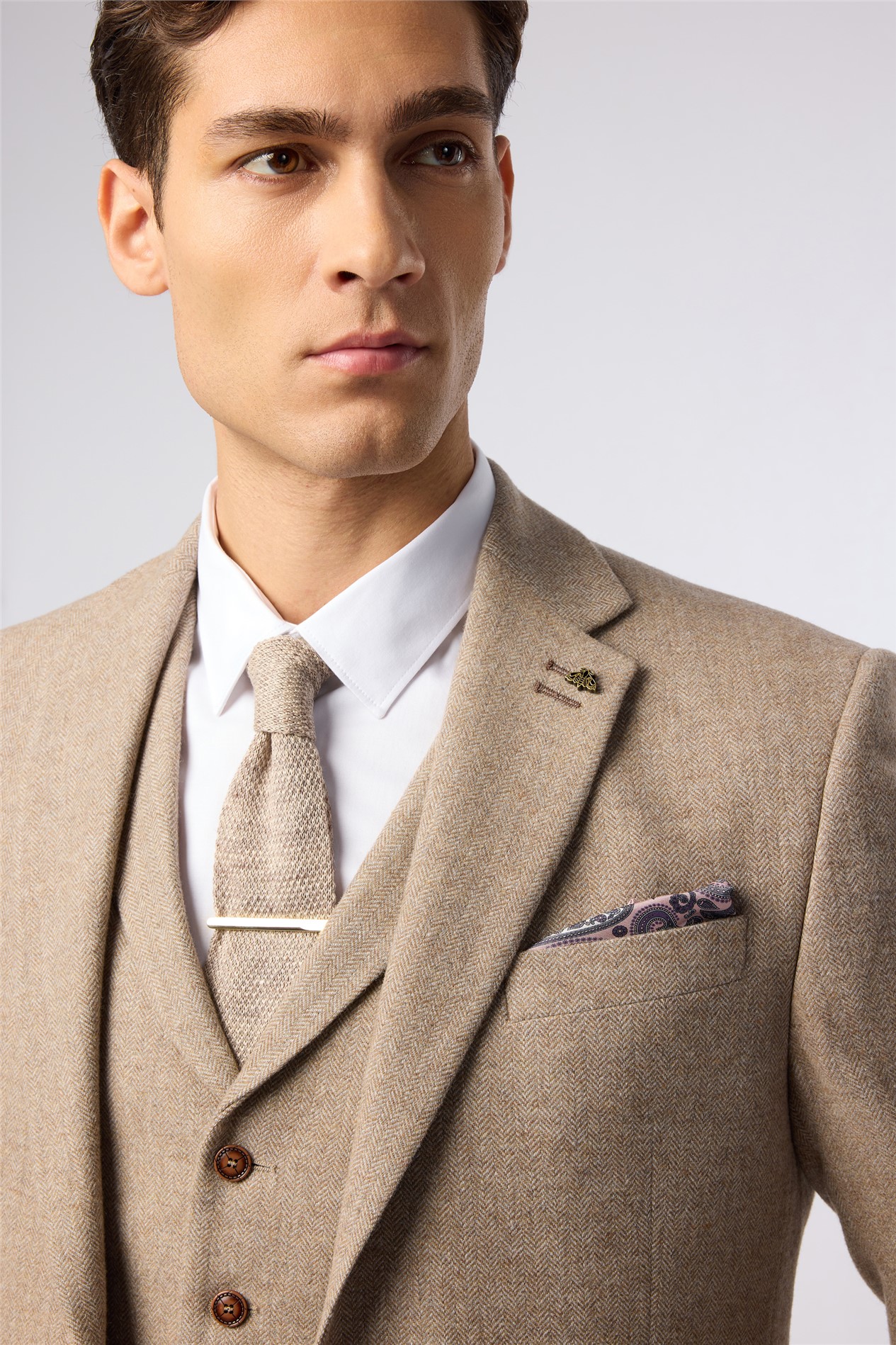 Alexandre Oatmeal Knitted Linen Tie