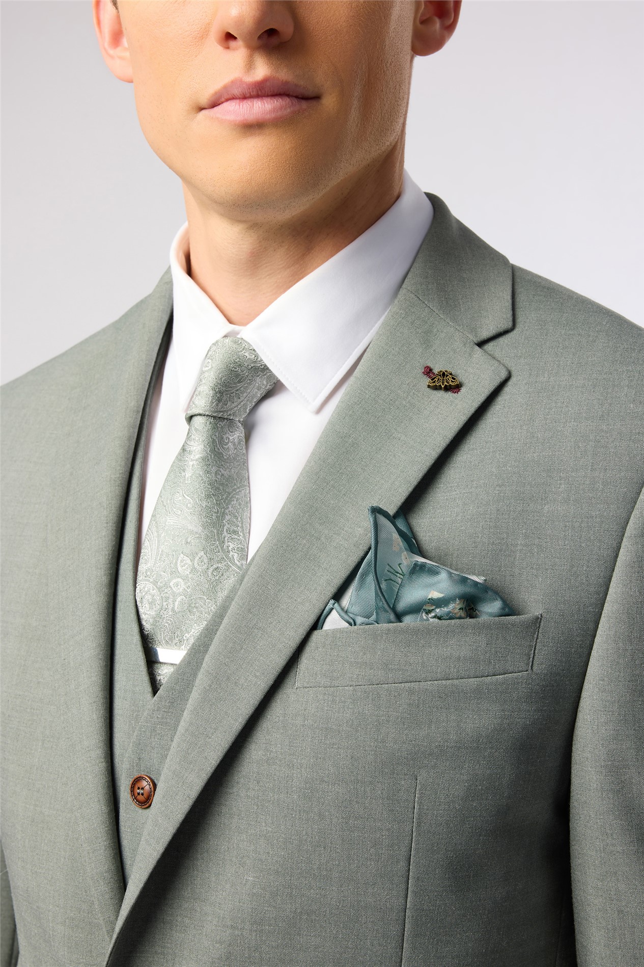 Antique Rogue Sage Paisley Wedding Tie