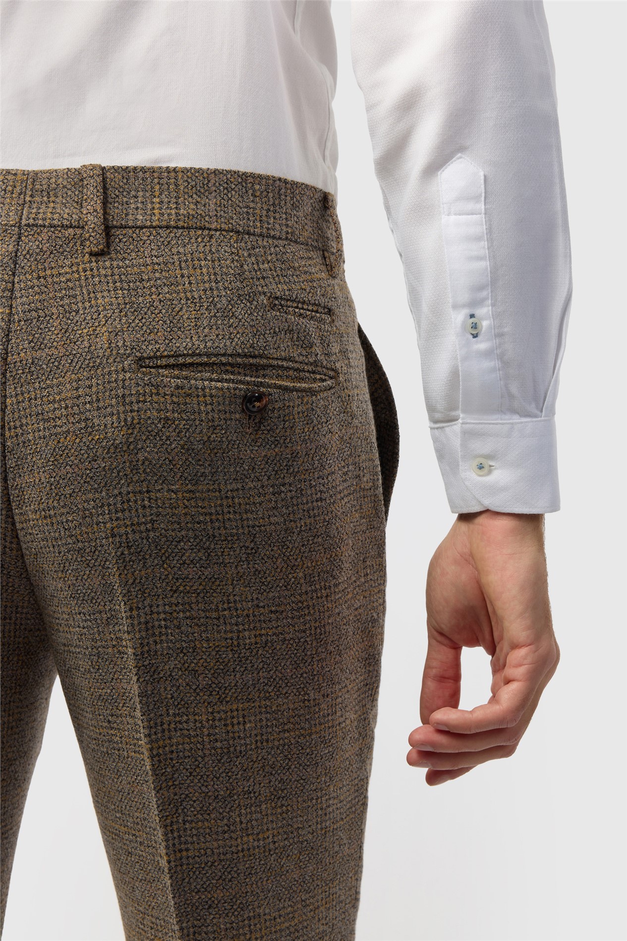 Marc Darcy Slim Fit Kris Tan Tweed Trousers
