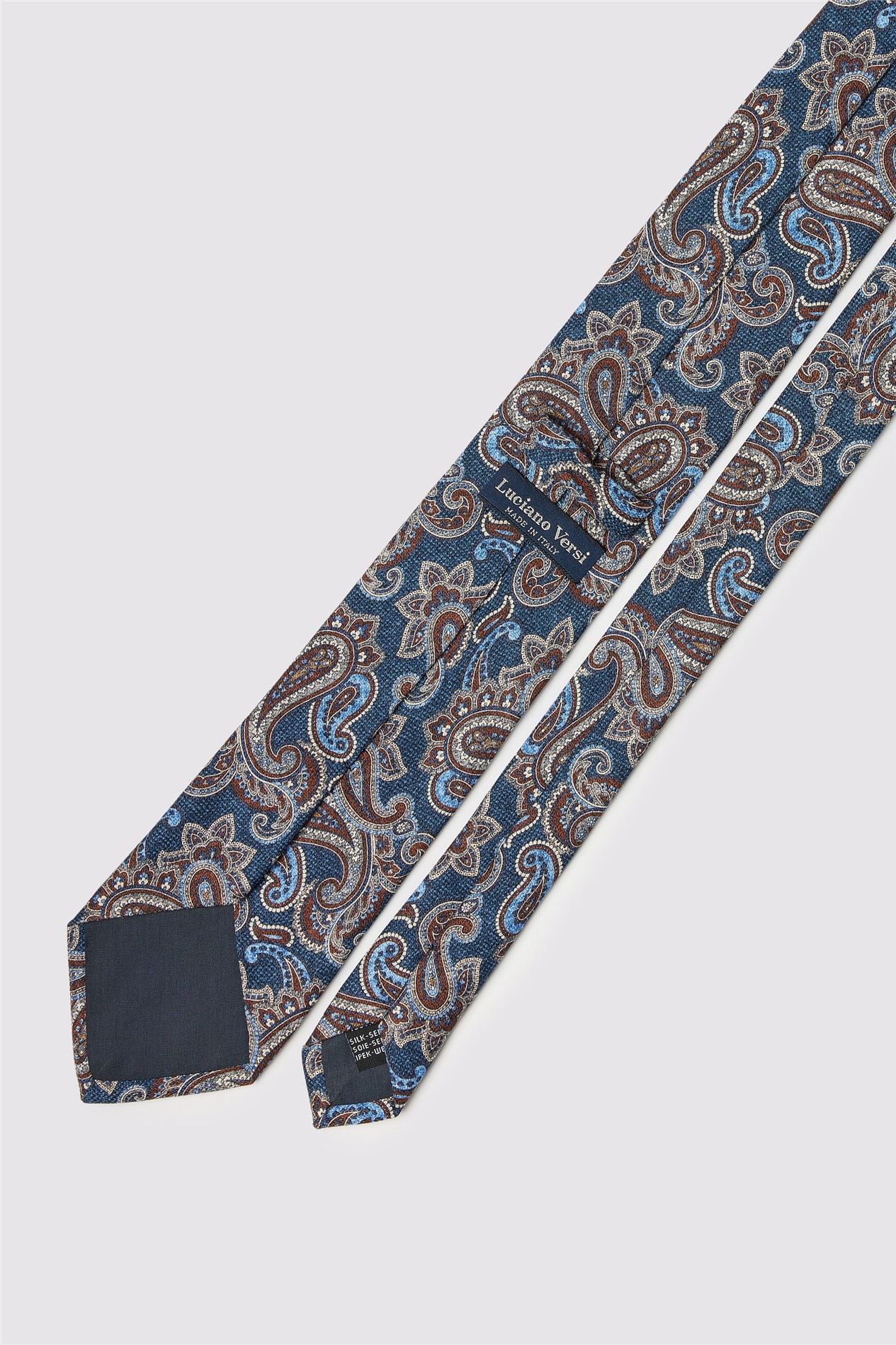 Luciano Versi by Bottinelli Turin Navy Italian Silk Paisley Tie