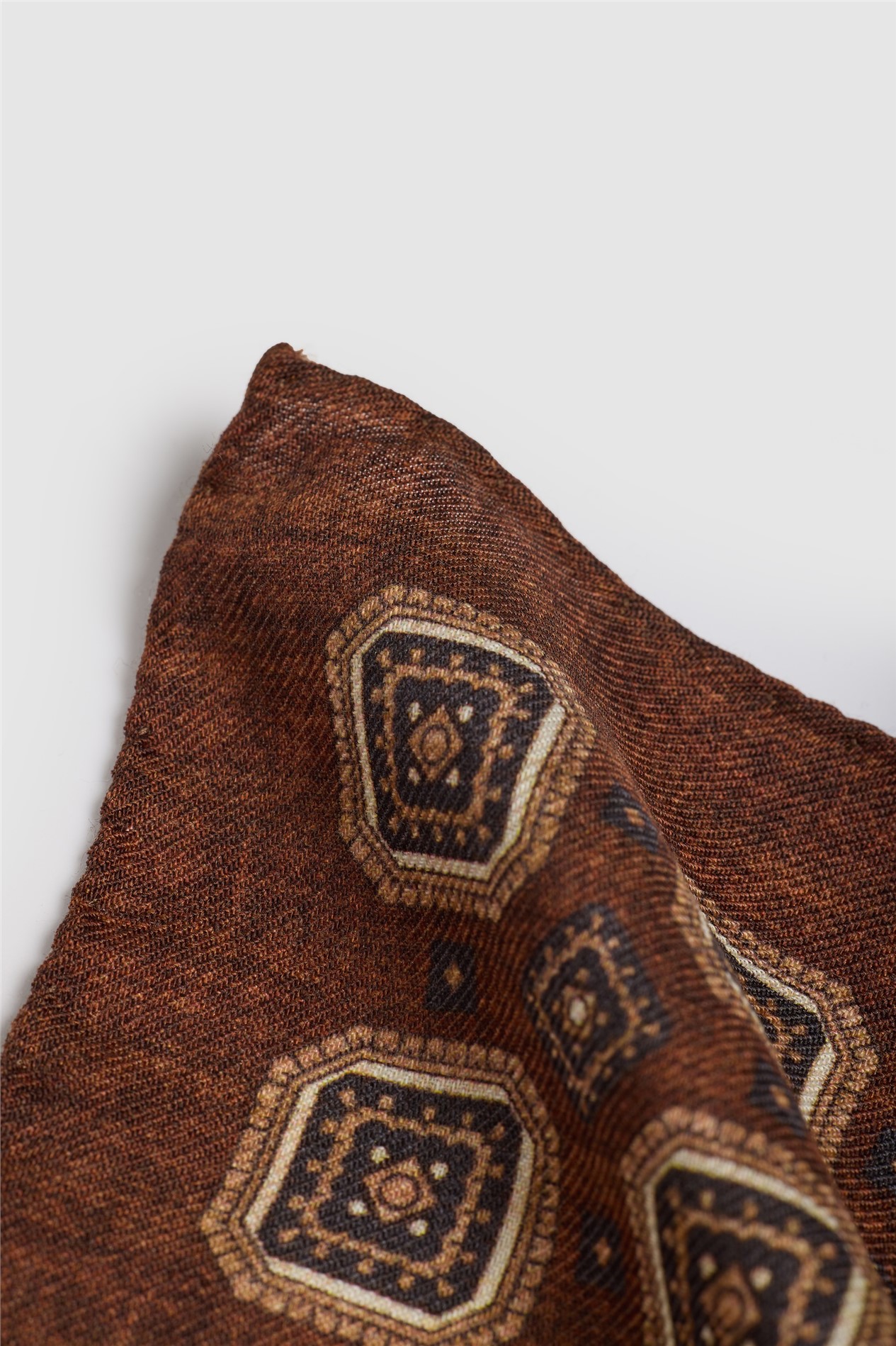 Luciano Versi by Bottinelli Genoa Brown Italian Motif Pocket Square