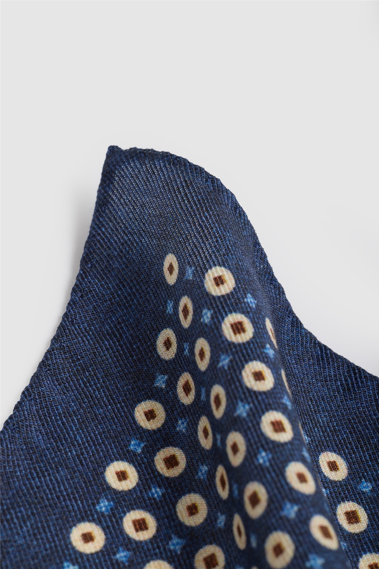 Luciano Versi by Bottinelli Alba Navy Circle Print Pocket Square