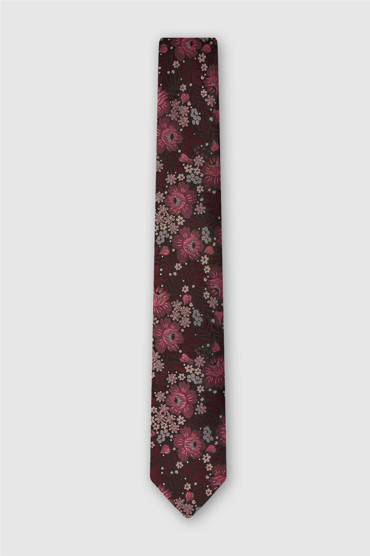 Antique Rogue Pink Winter Floral Tie | Suit Direct