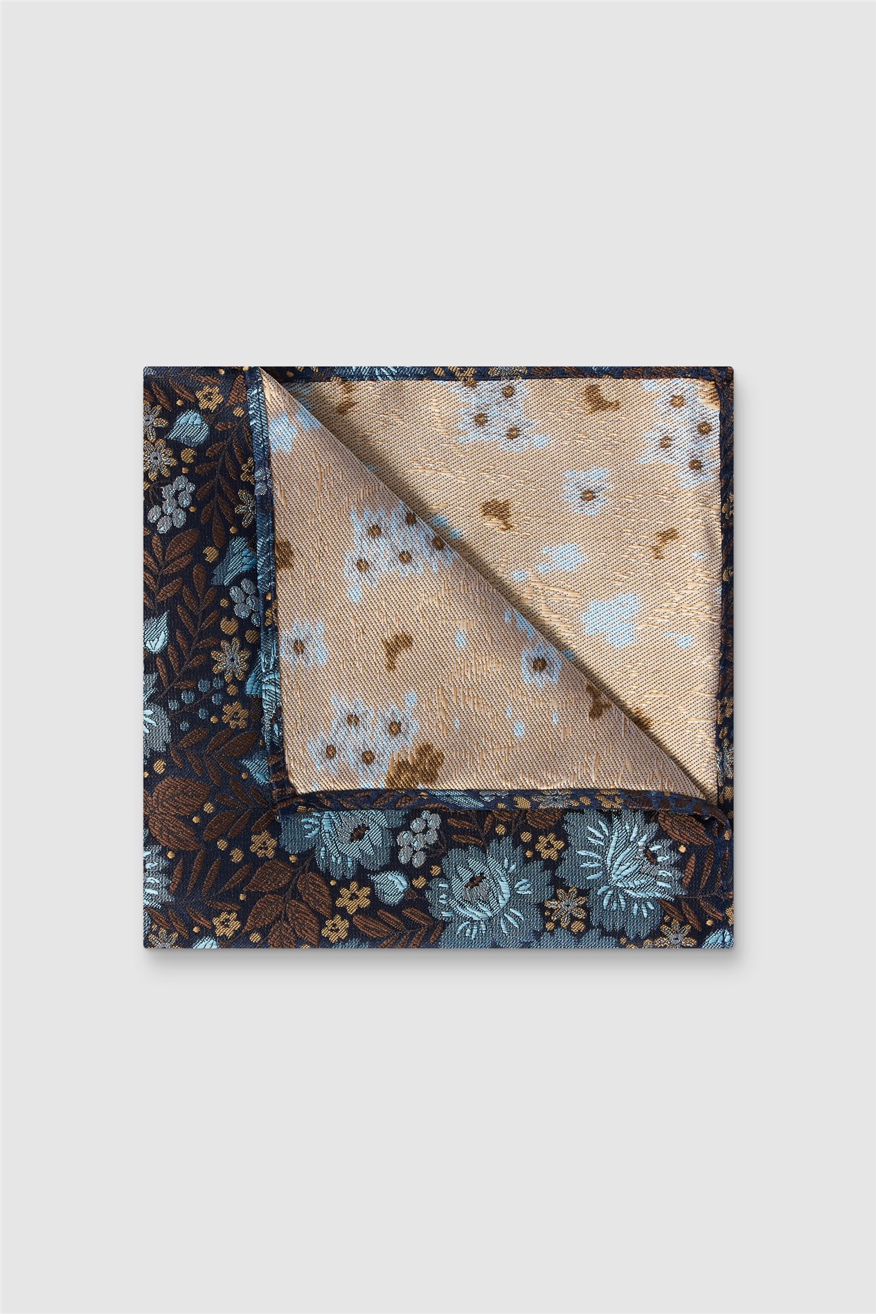 Antique Rogue Blue Winter Floral Pocket Square