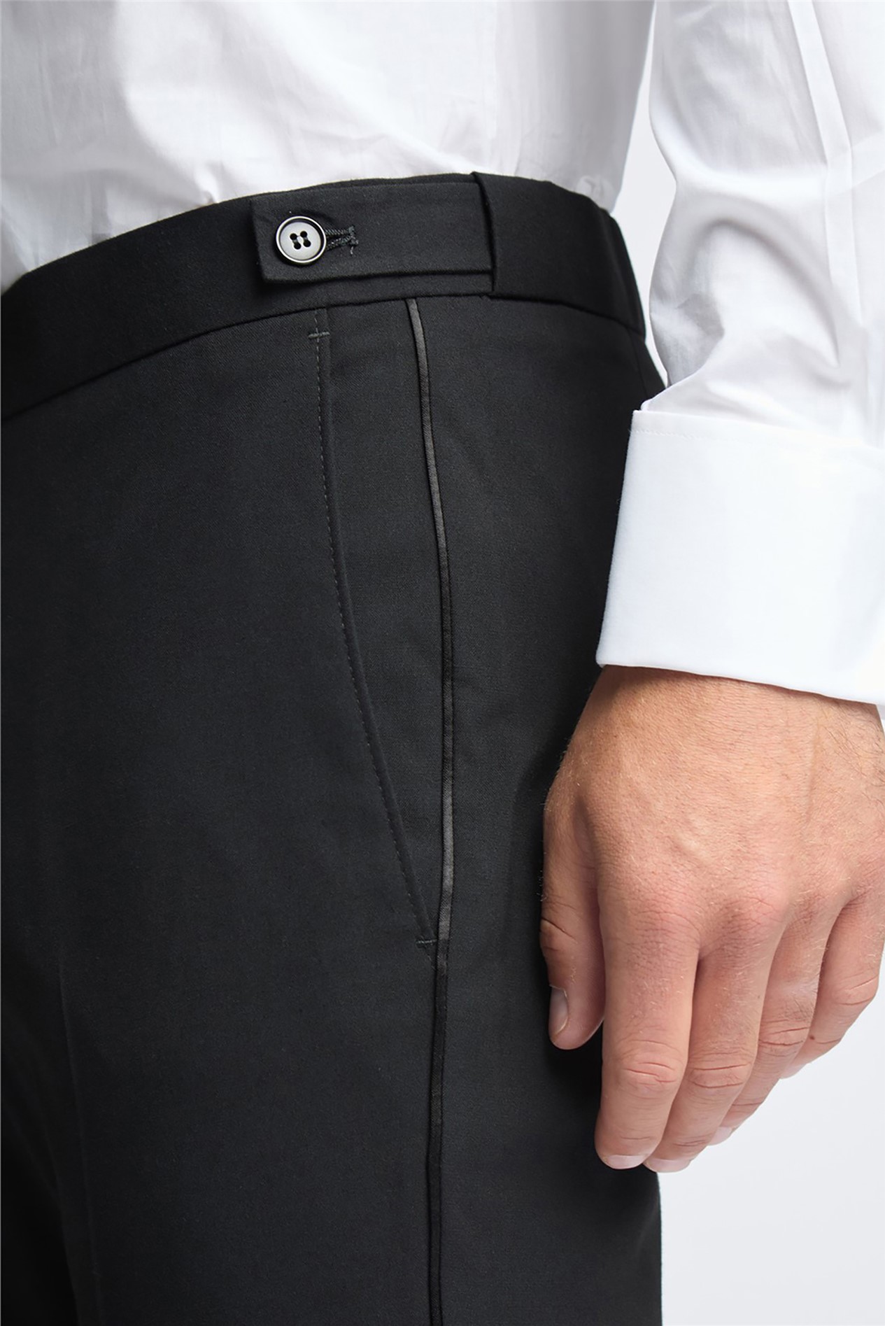 Limehaus Black Side Stripe Stretch Tuxedo Trousers