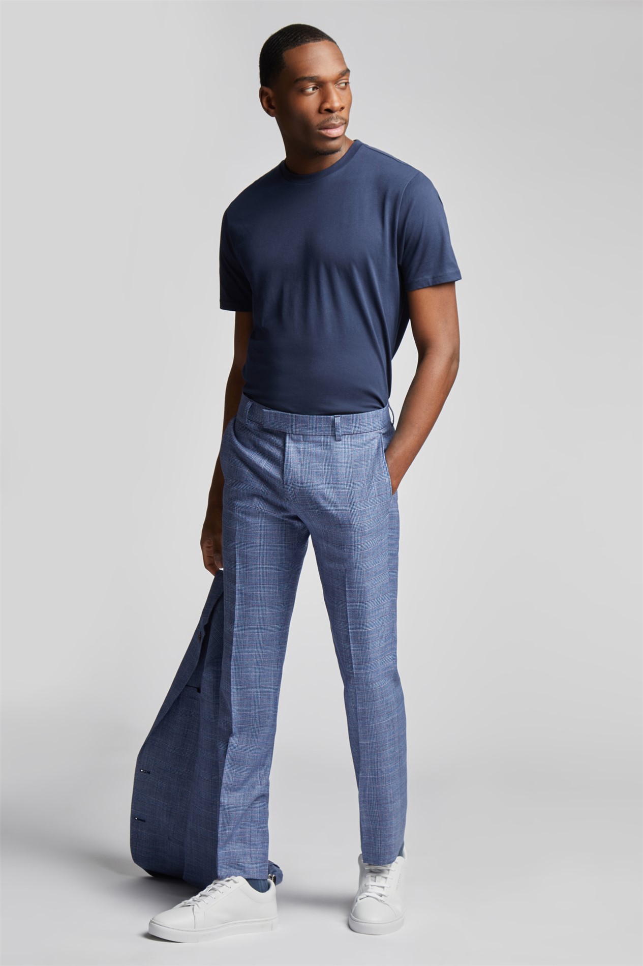  Slim Fit Blue Raspberry Check Trousers