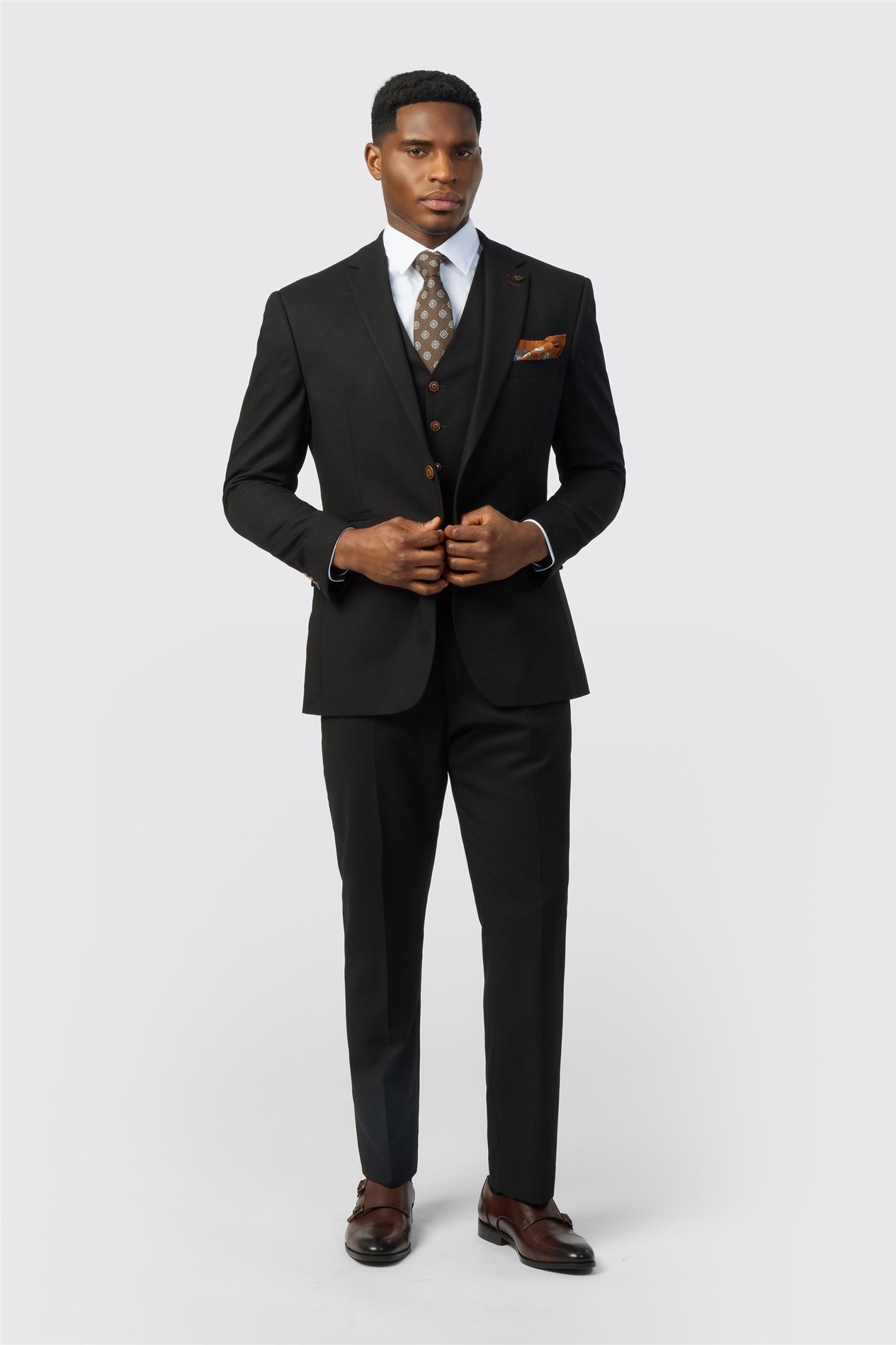 Antique Rogue Slim Fit Black Texture Stretch Jacket
