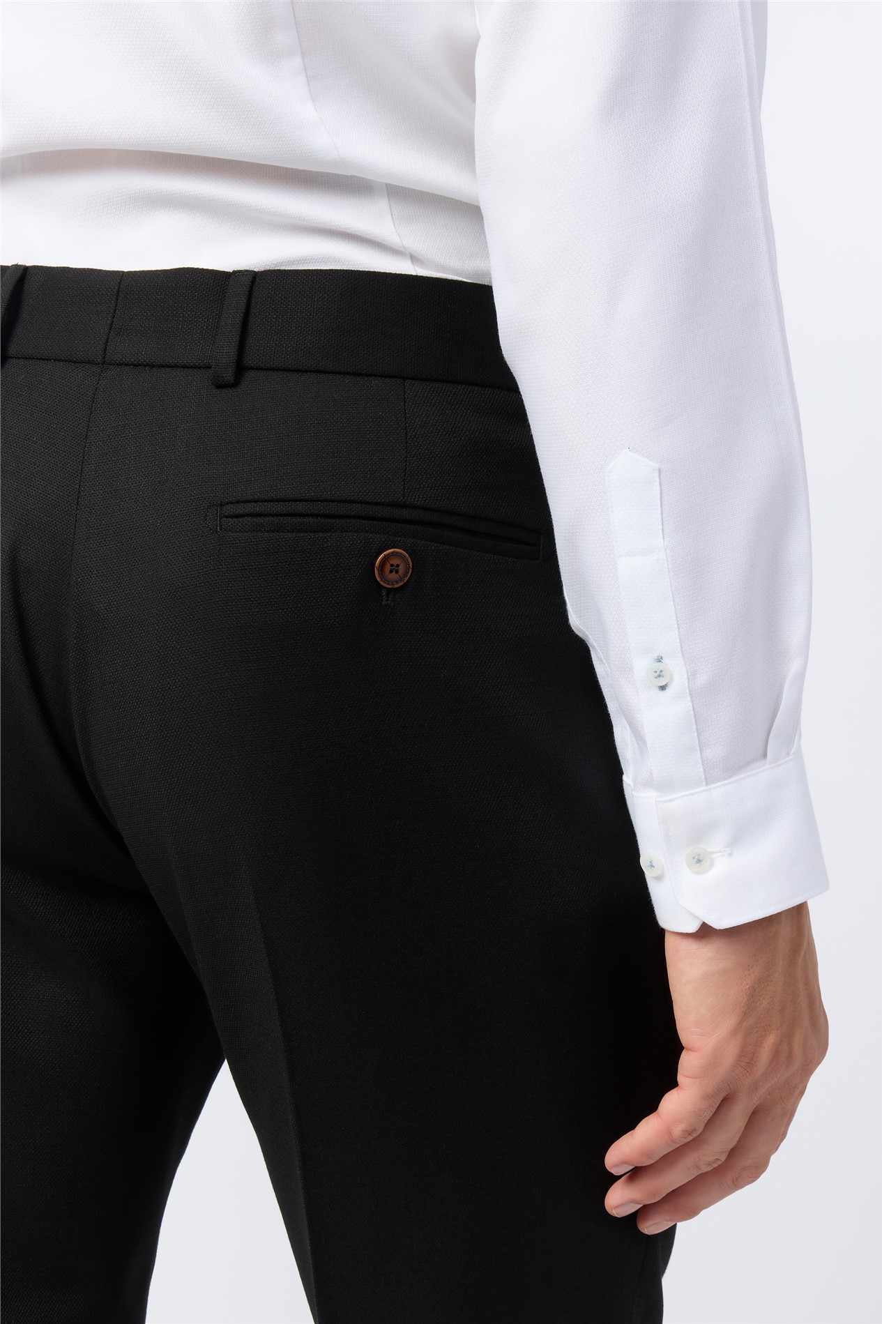 Antique Rogue Slim Fit Black Texture Stretch Trousers
