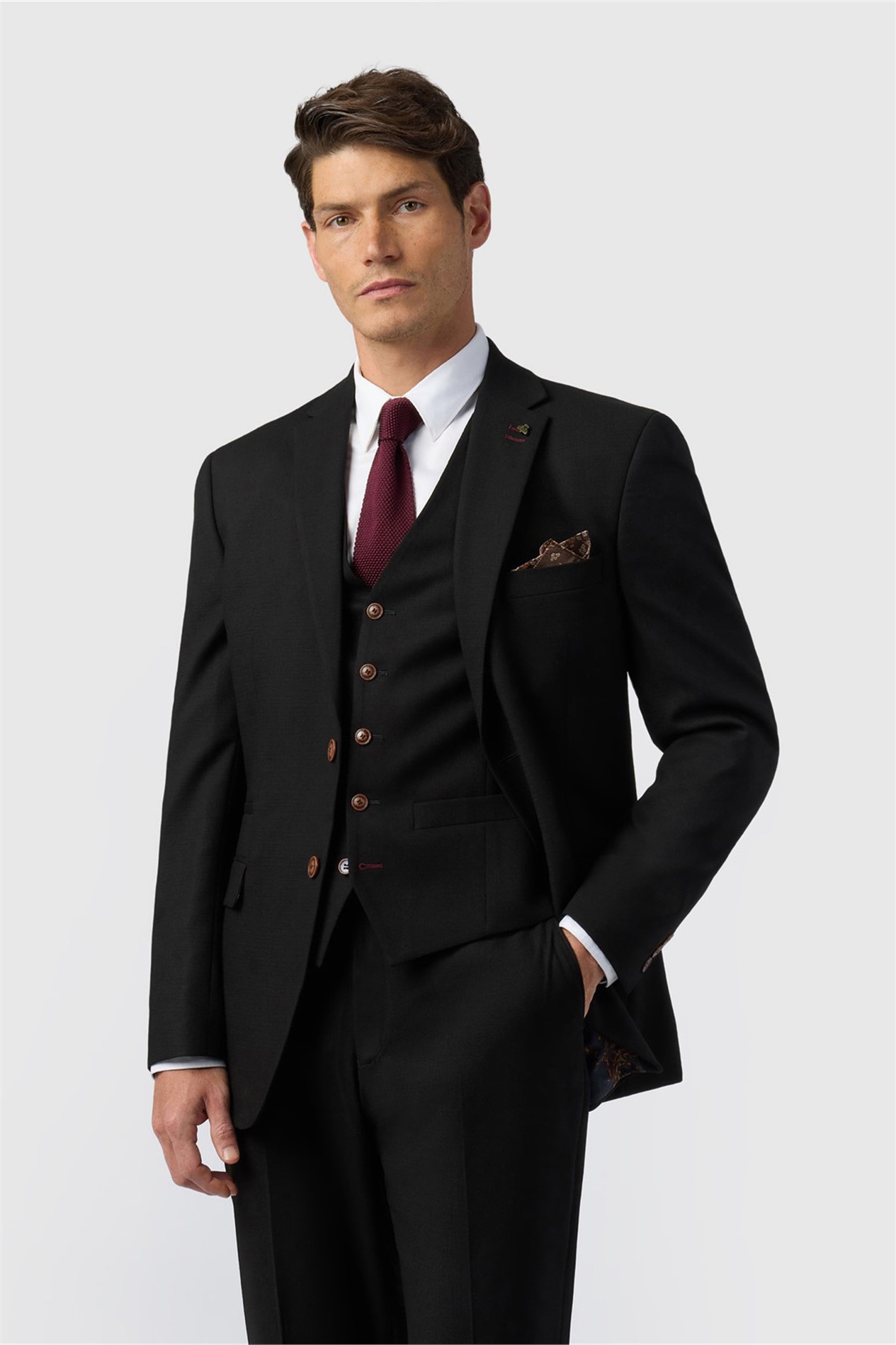 Antique Rogue Regular Fit Black Texture Stretch Jacket