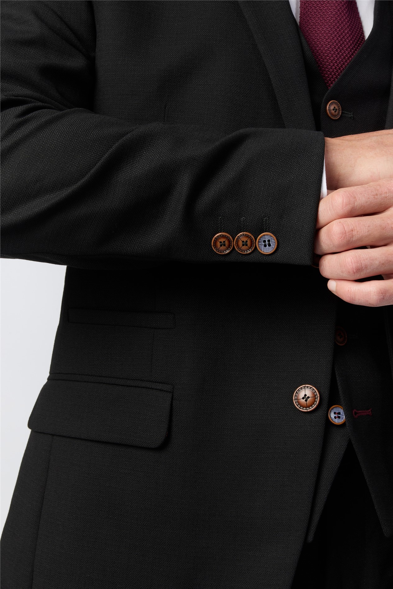 Antique Rogue Regular Fit Black Texture Stretch Jacket