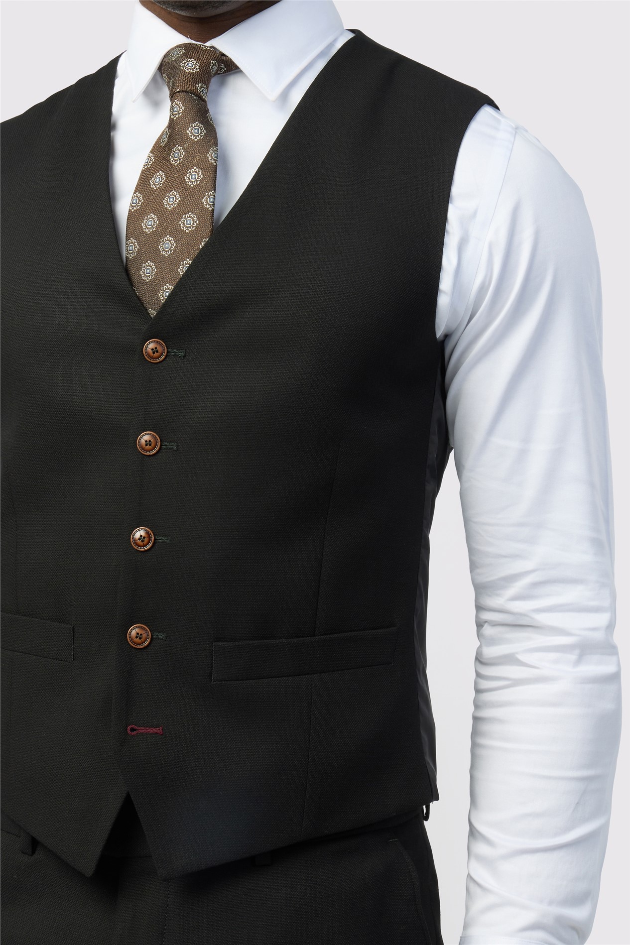 Antique Rogue Black Texture Stretch Waistcoat