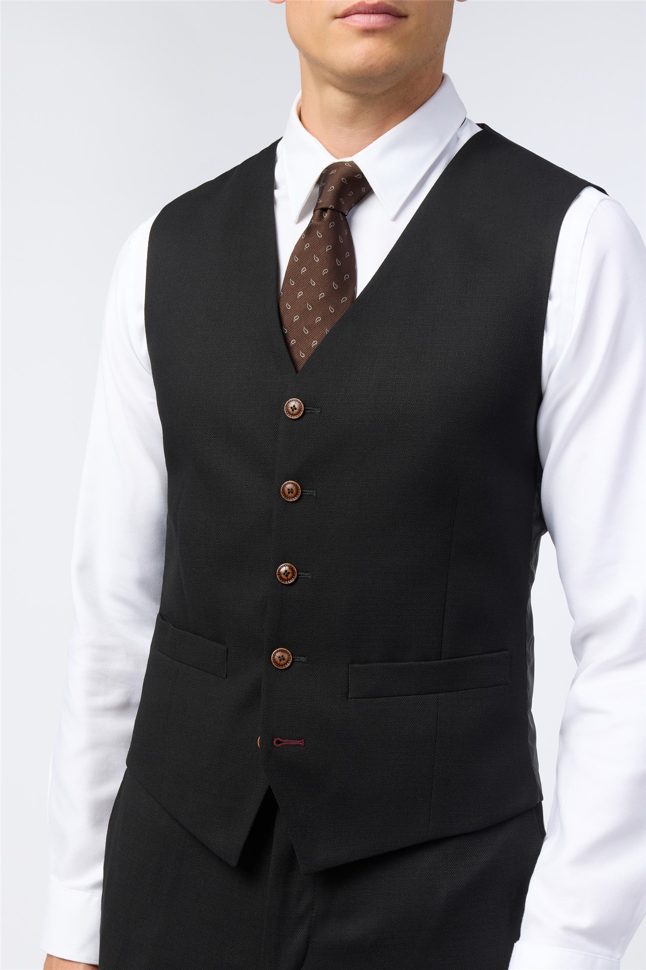 Antique Rogue Black Texture Stretch Waistcoat