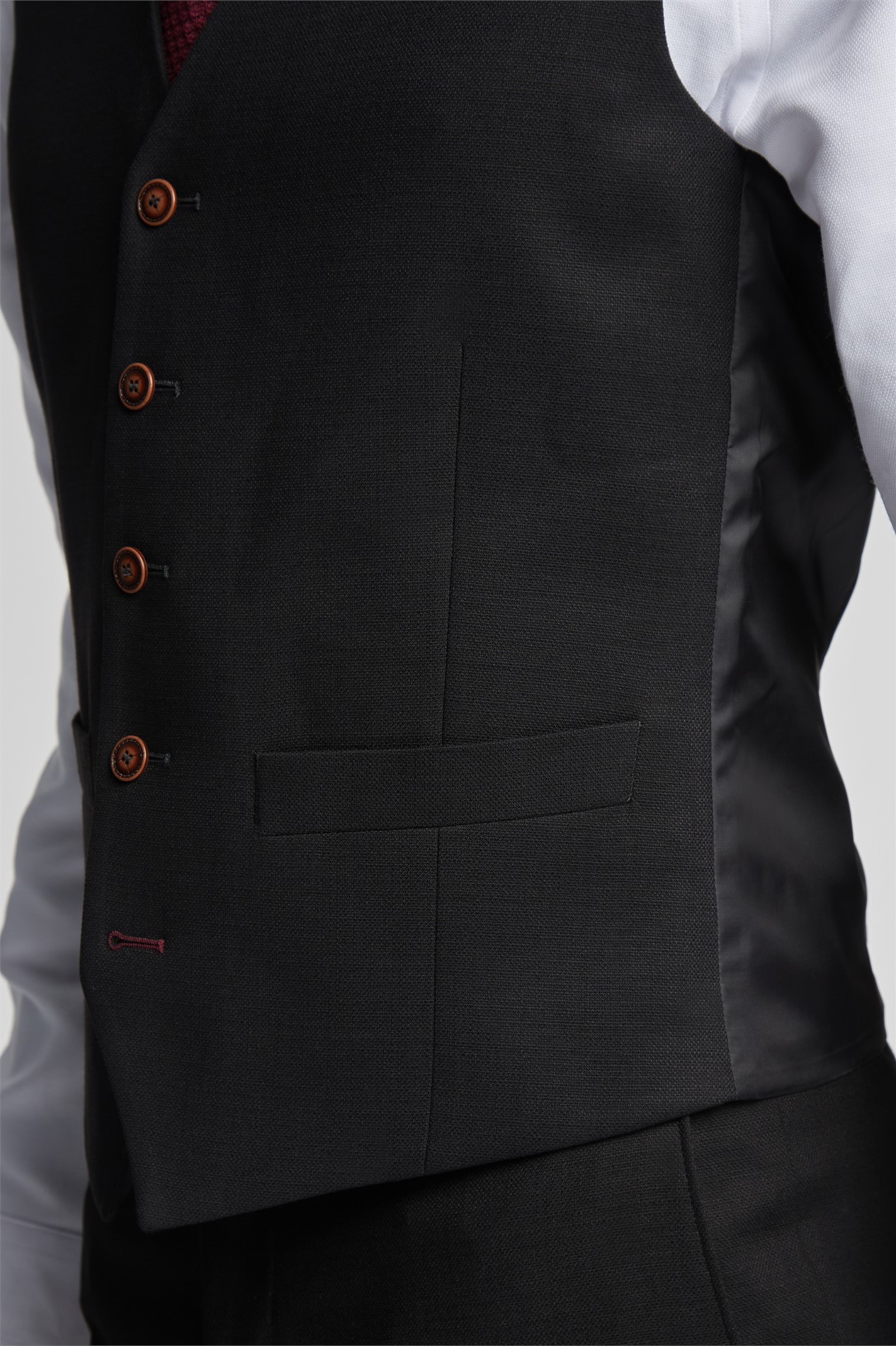 Antique Rogue Black Texture Double Breasted Stretch Waistcoat