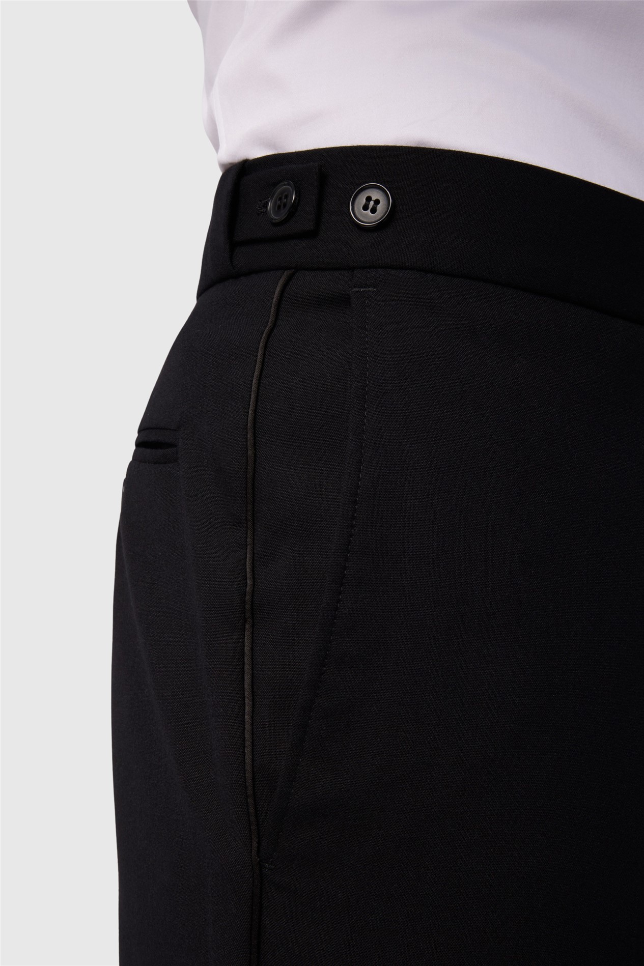 Antique Rogue Slim Fit Black Dresswear Trousers with Satin Piping