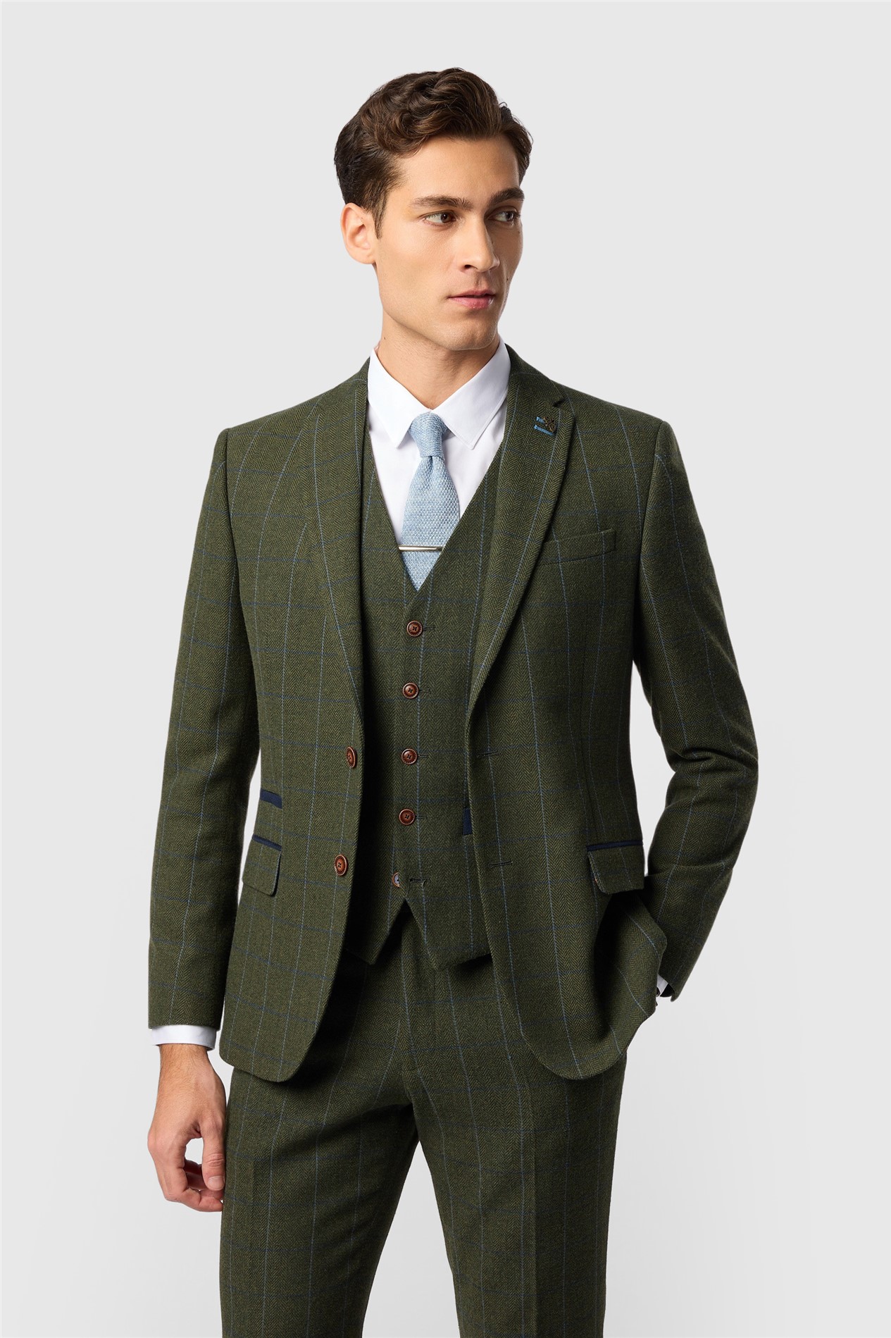 Antique Rogue Tailored Fit Hooper Green and Blue Check Jacket