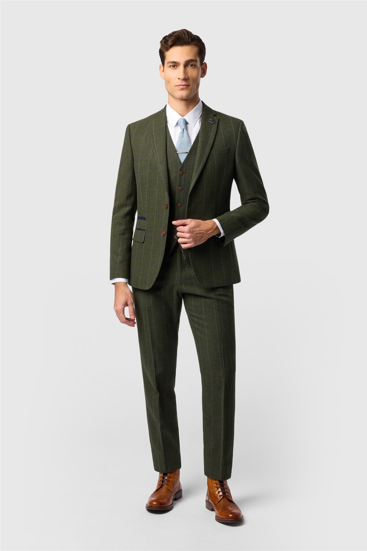 Antique Rogue Tailored Fit Hooper Green and Blue Check Jacket