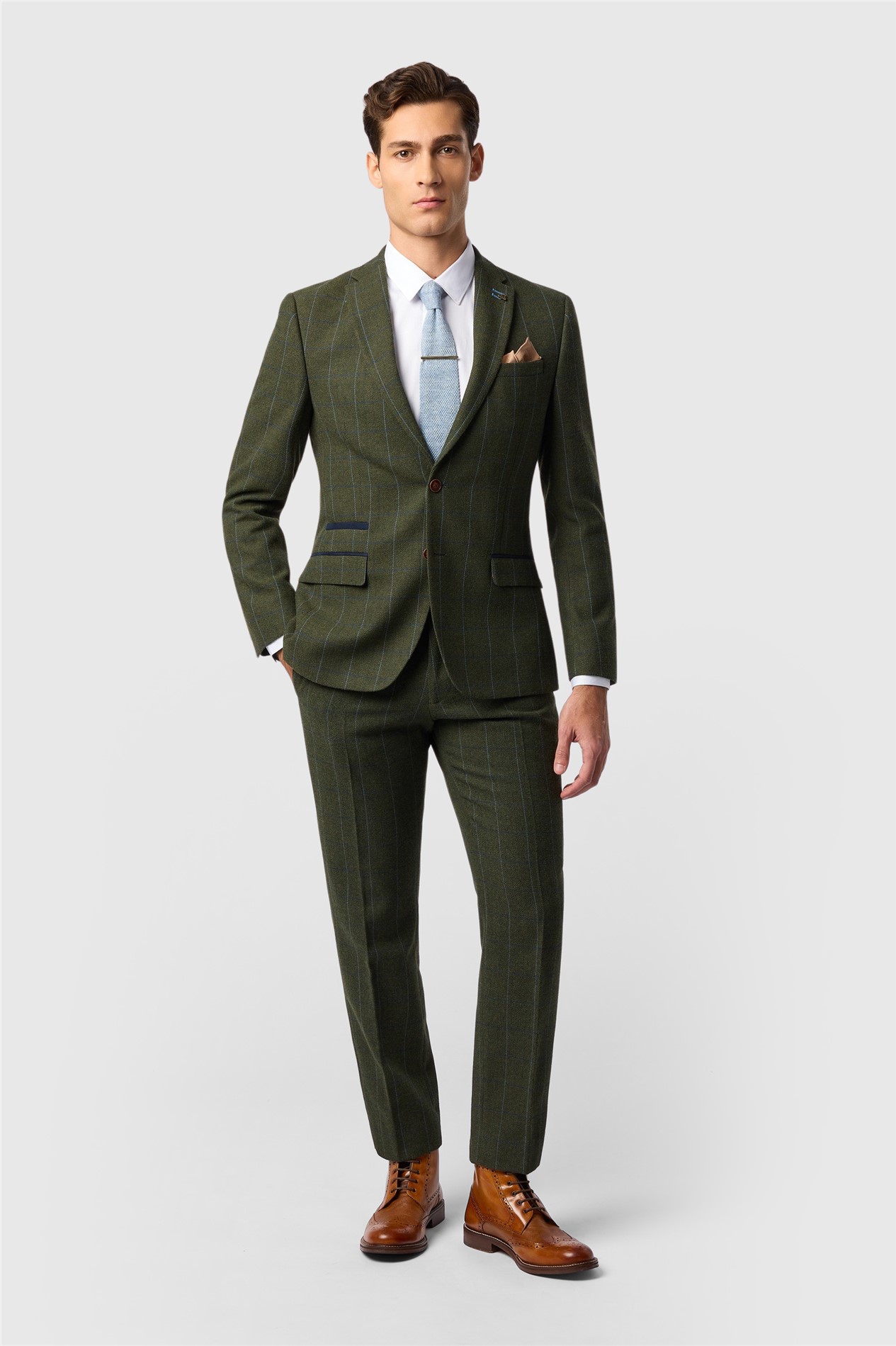 Antique Rogue Tailored Fit Hooper Green and Blue Check Jacket