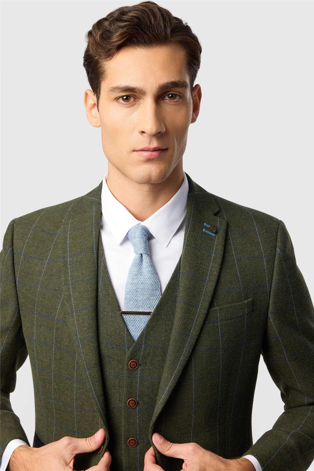 Antique Rogue Tailored Fit Hooper Green and Blue Check Jacket