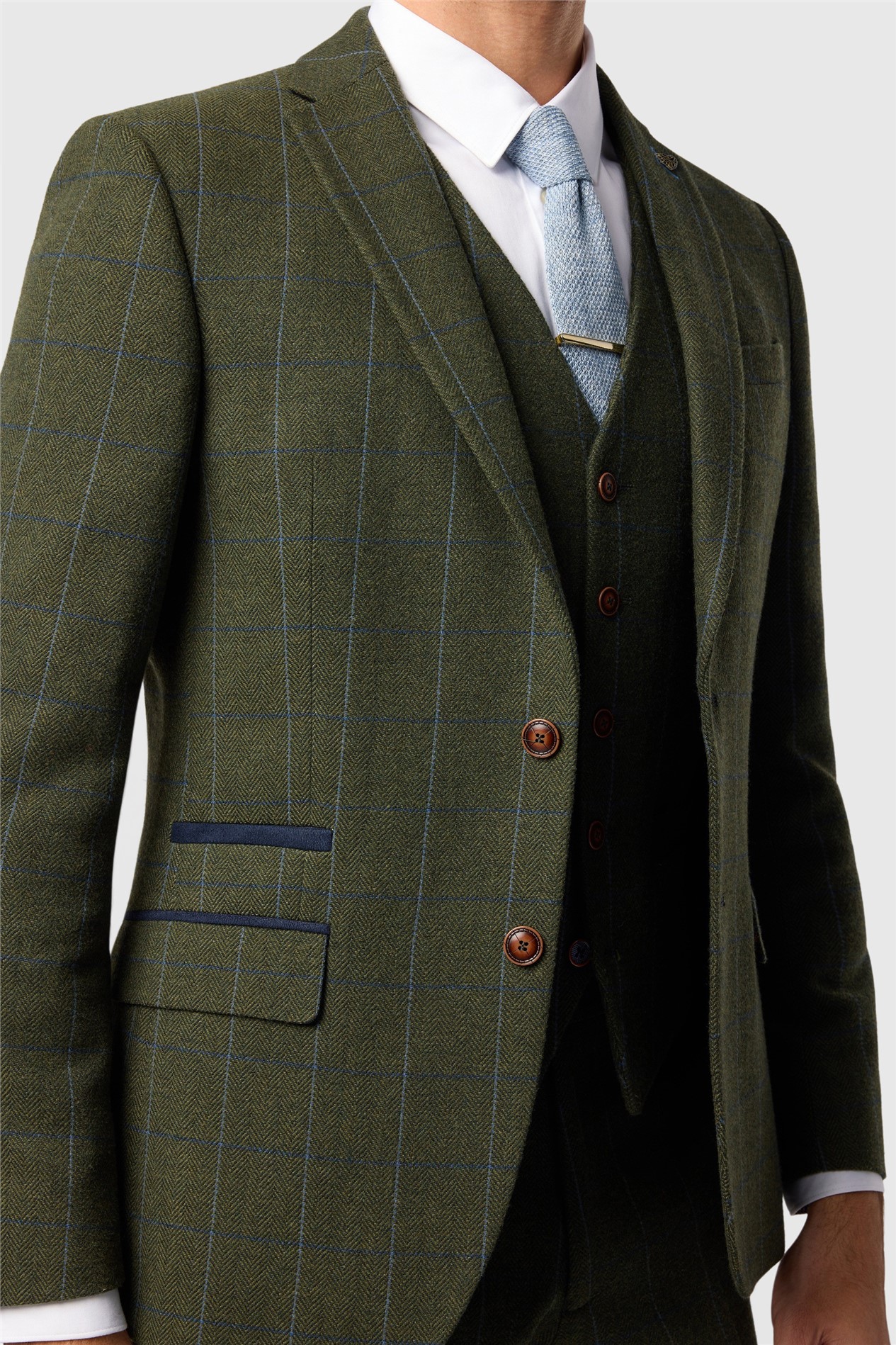 Antique Rogue Tailored Fit Hooper Green and Blue Check Jacket