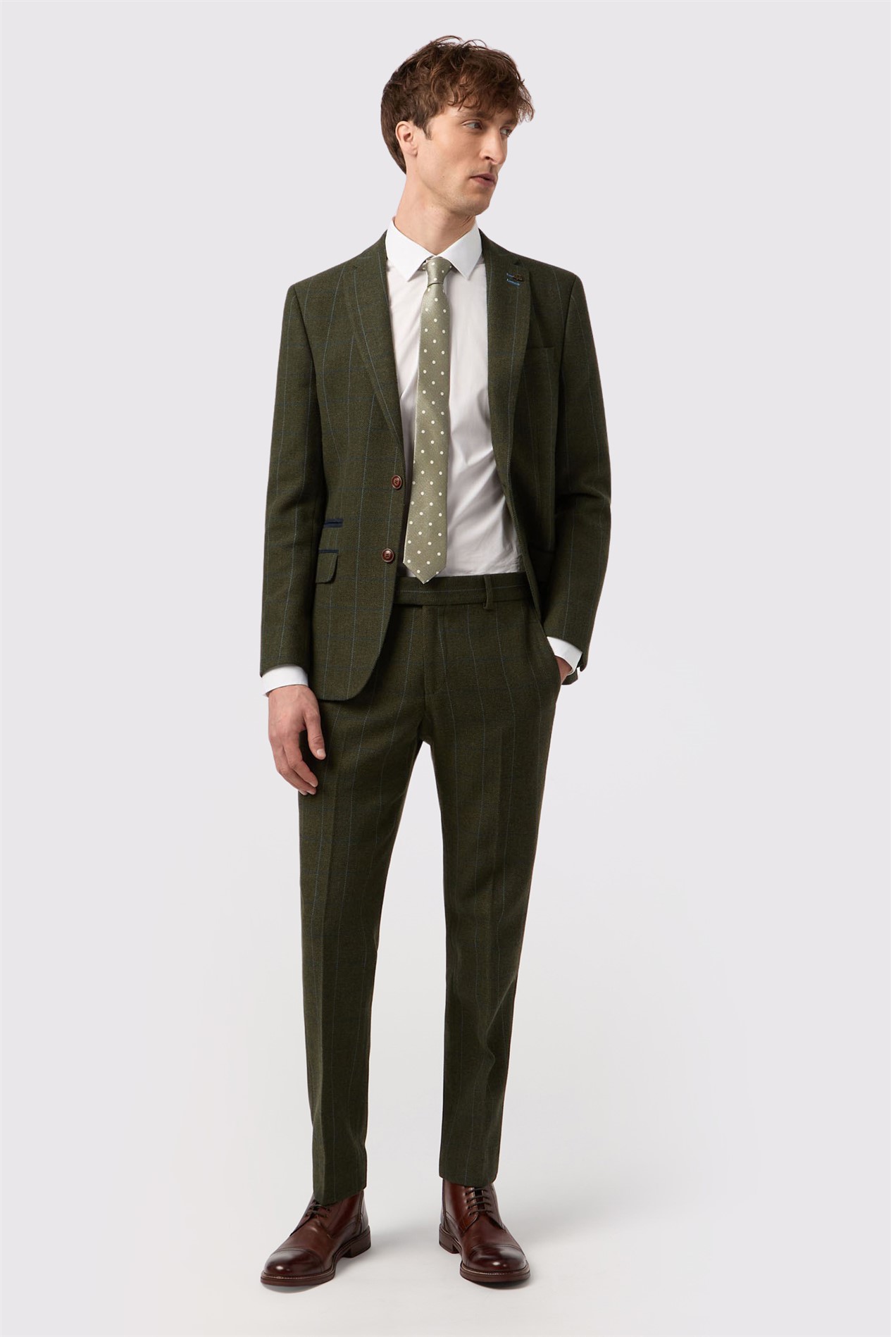 Antique Rogue Slim Fit Hooper Green And Blue Check Tweed Jacket