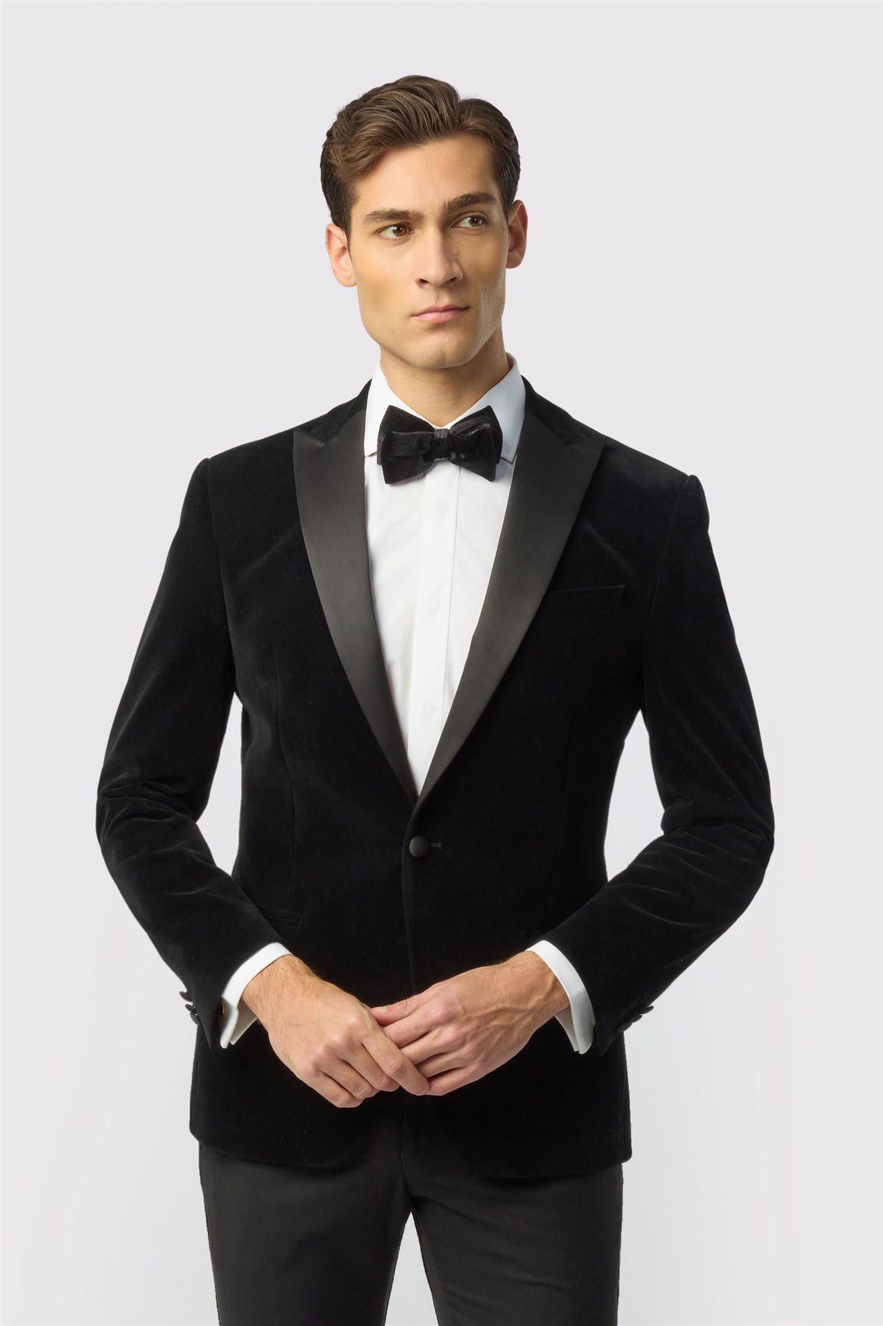 Antique Rogue Slim Fit Black Velvet Jacket