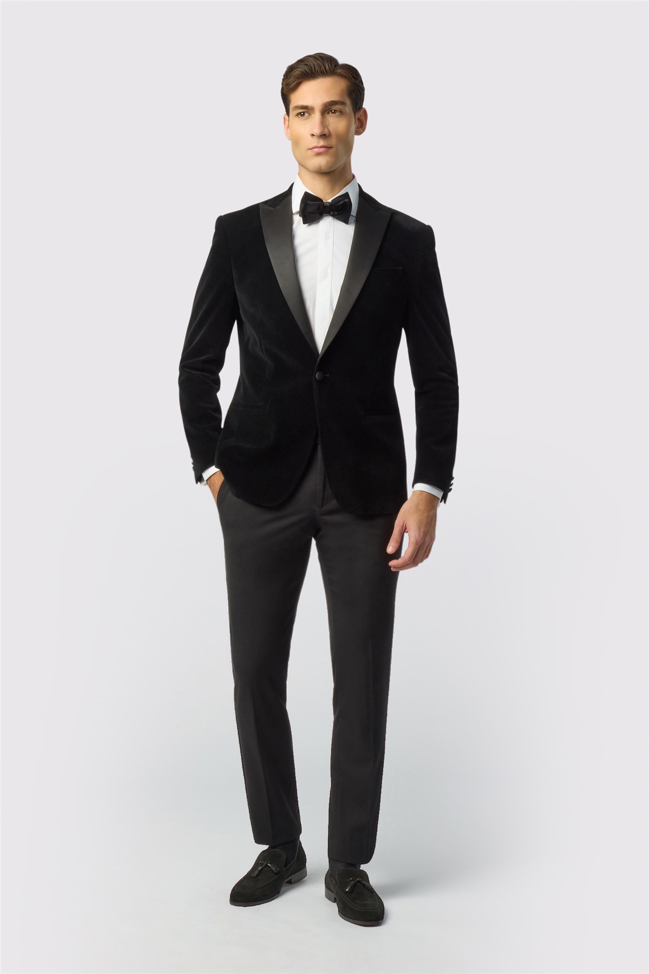 Antique Rogue Slim Fit Black Velvet Jacket