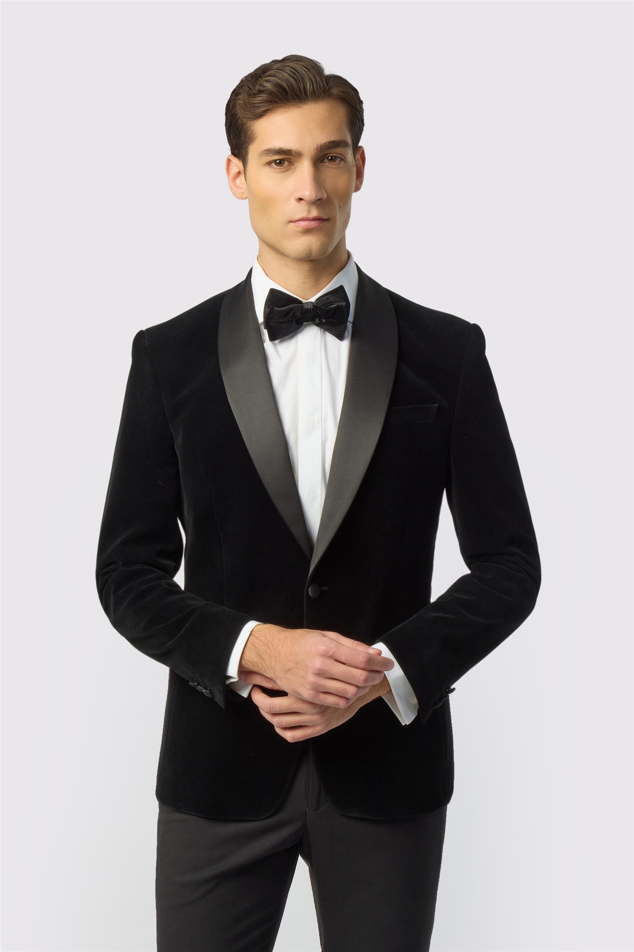 Antique Rogue Slim Fit Black Velvet Jacket