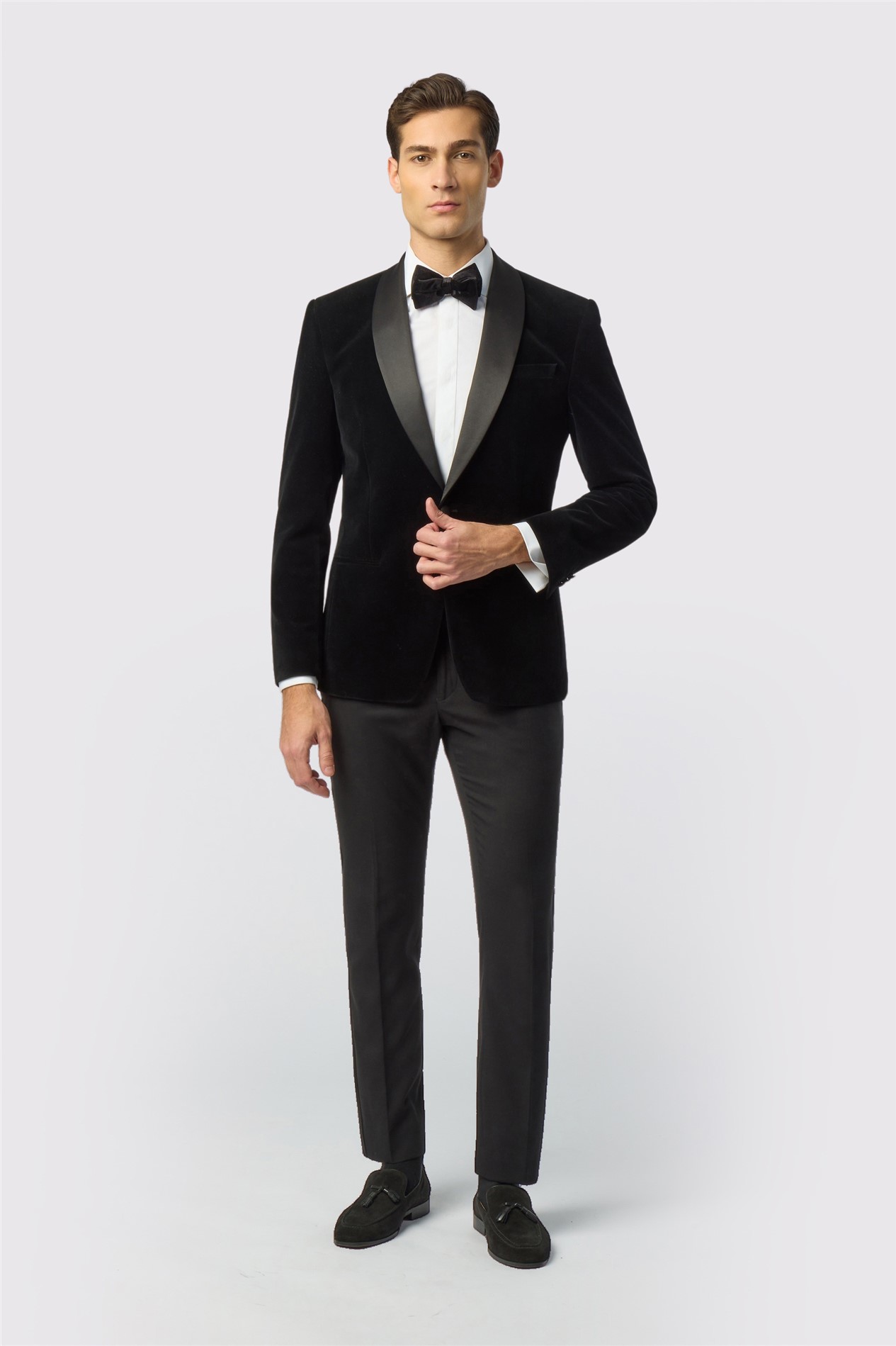 Antique Rogue Slim Fit Black Velvet Jacket