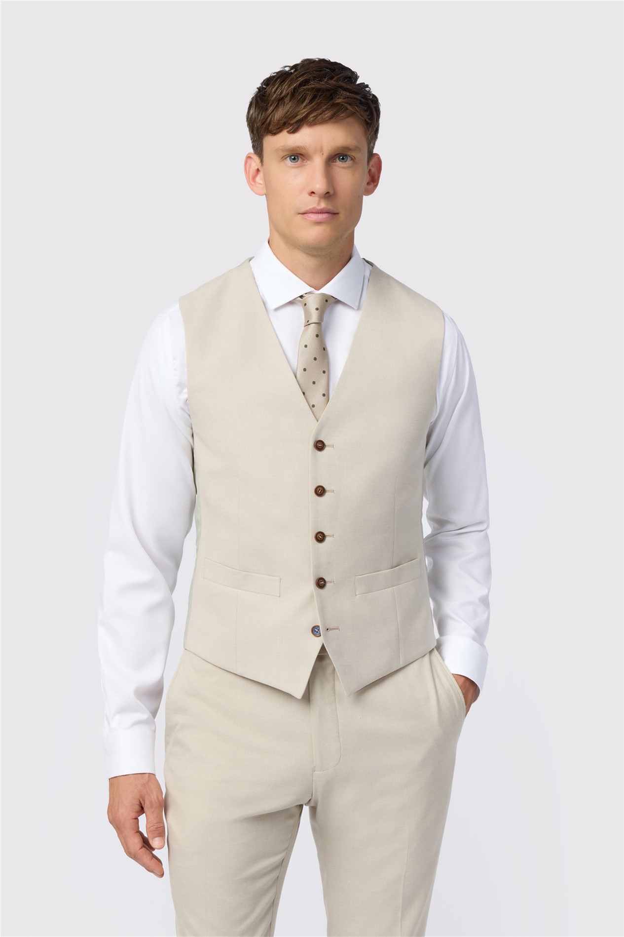 Antique Rogue Slim Fit Blake Ecru Waistcoat