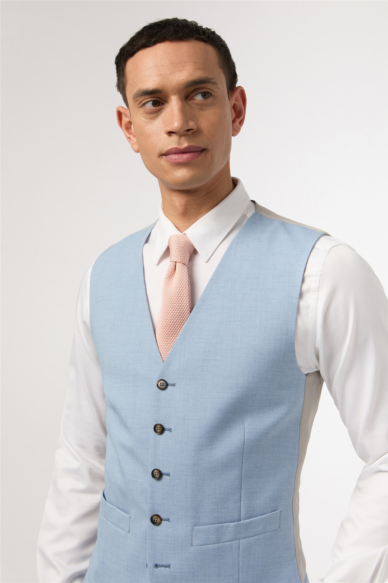 Antique Rogue Slim Fit Montrose Cloud Blue Waistcoat