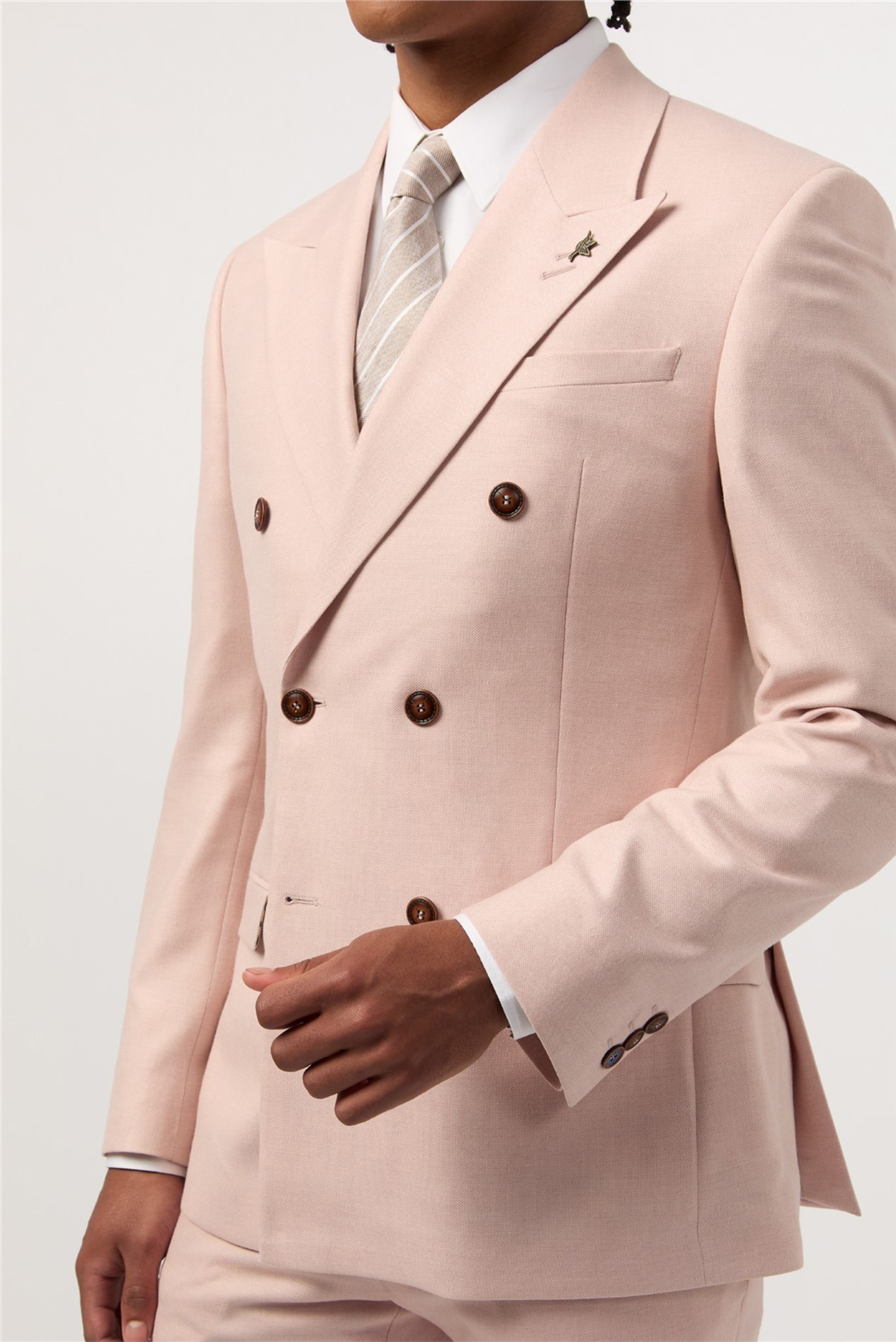 Antique Rogue Slim Fit Blake Peach Double Breasted Jacket