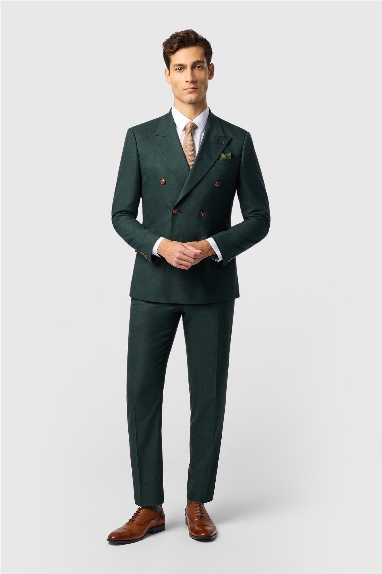 Antique Rogue Slim Fit Blake Deep Green Double Breasted Jacket
