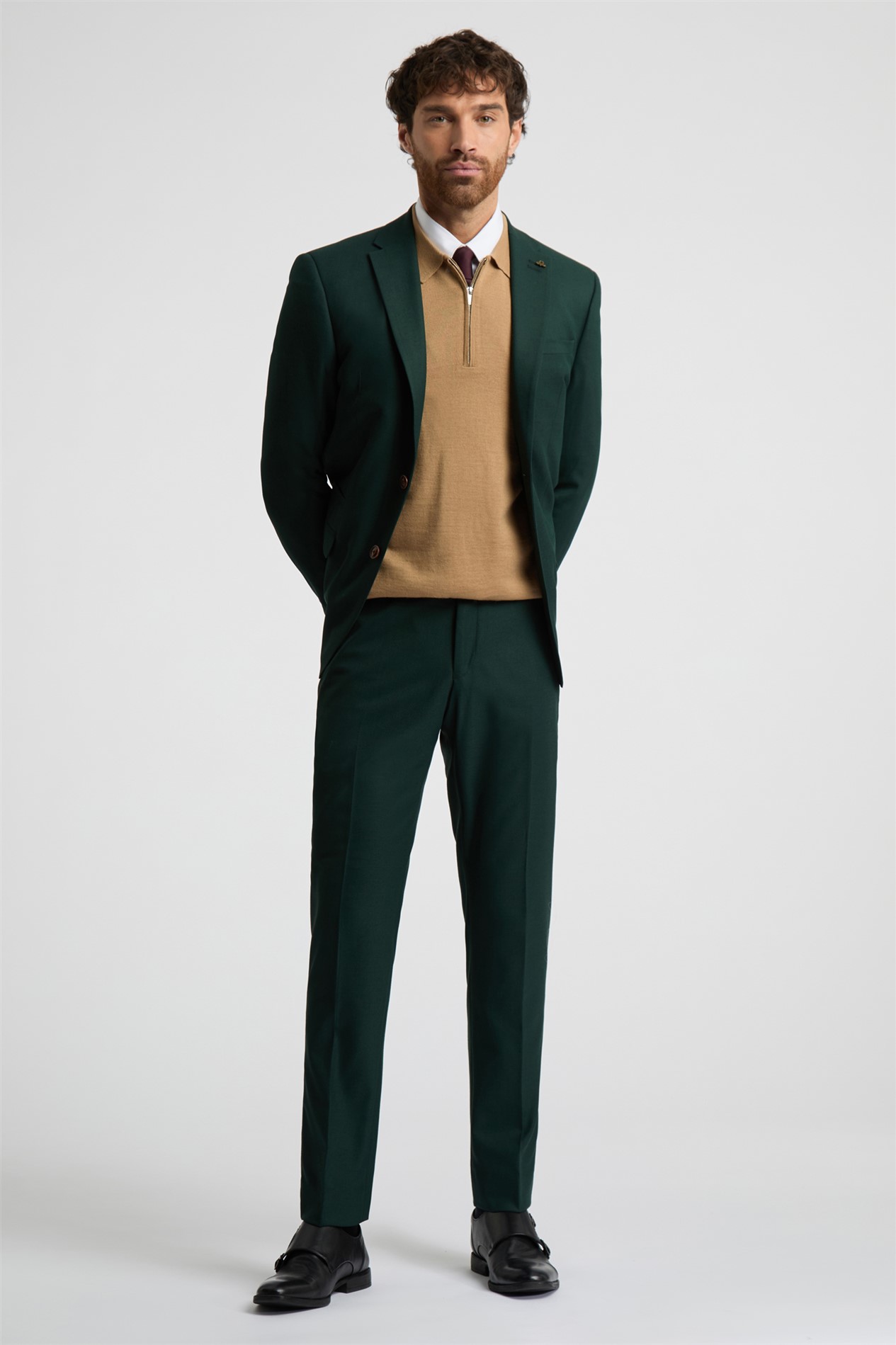 Antique Rogue Slim Fit Green Texture Jacket