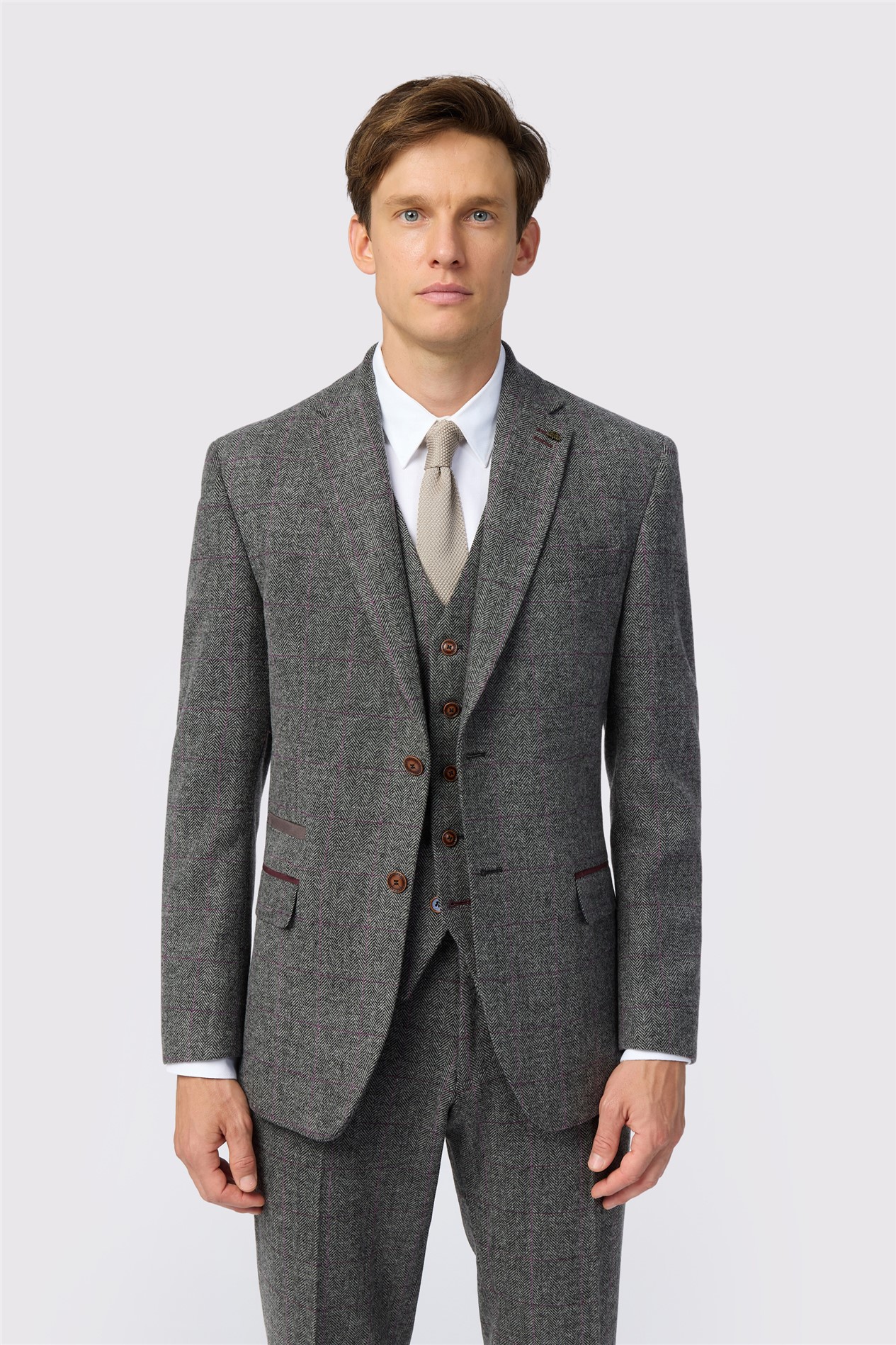 Antique Rogue Tailored Fit Jace Grey Berry Tweed Jacket