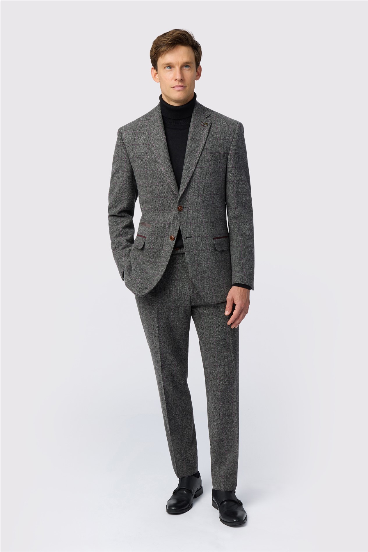 Antique Rogue Tailored Fit Jace Grey Berry Tweed Jacket