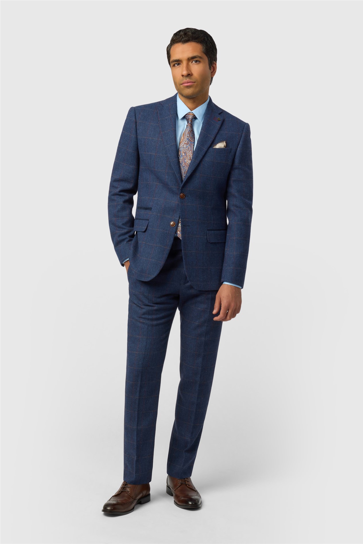 Antique Rogue Tailored Fit Ezra Blue Check Jacket