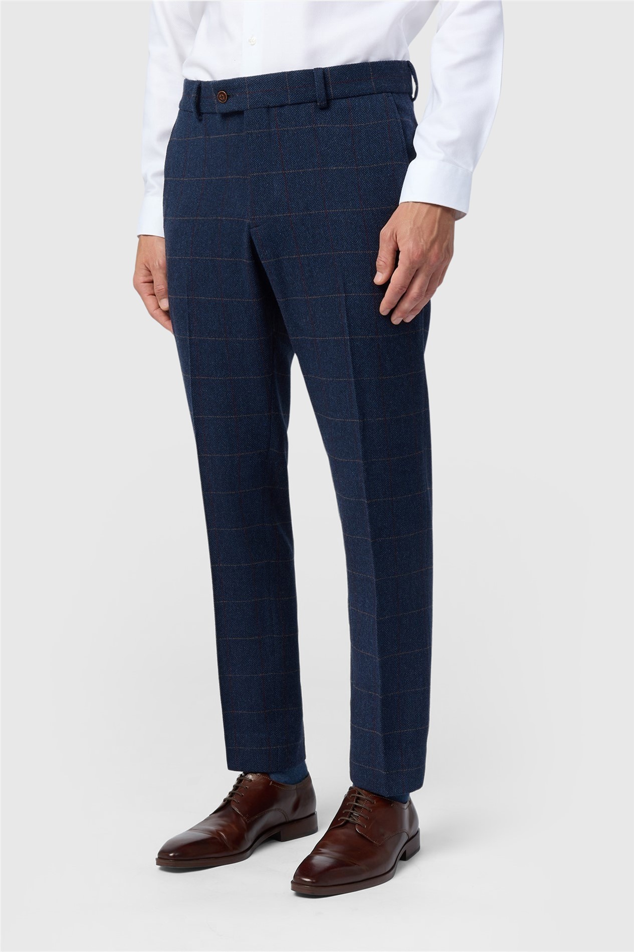 Antique Rogue Tailored Fit Ezra Blue Check Trousers