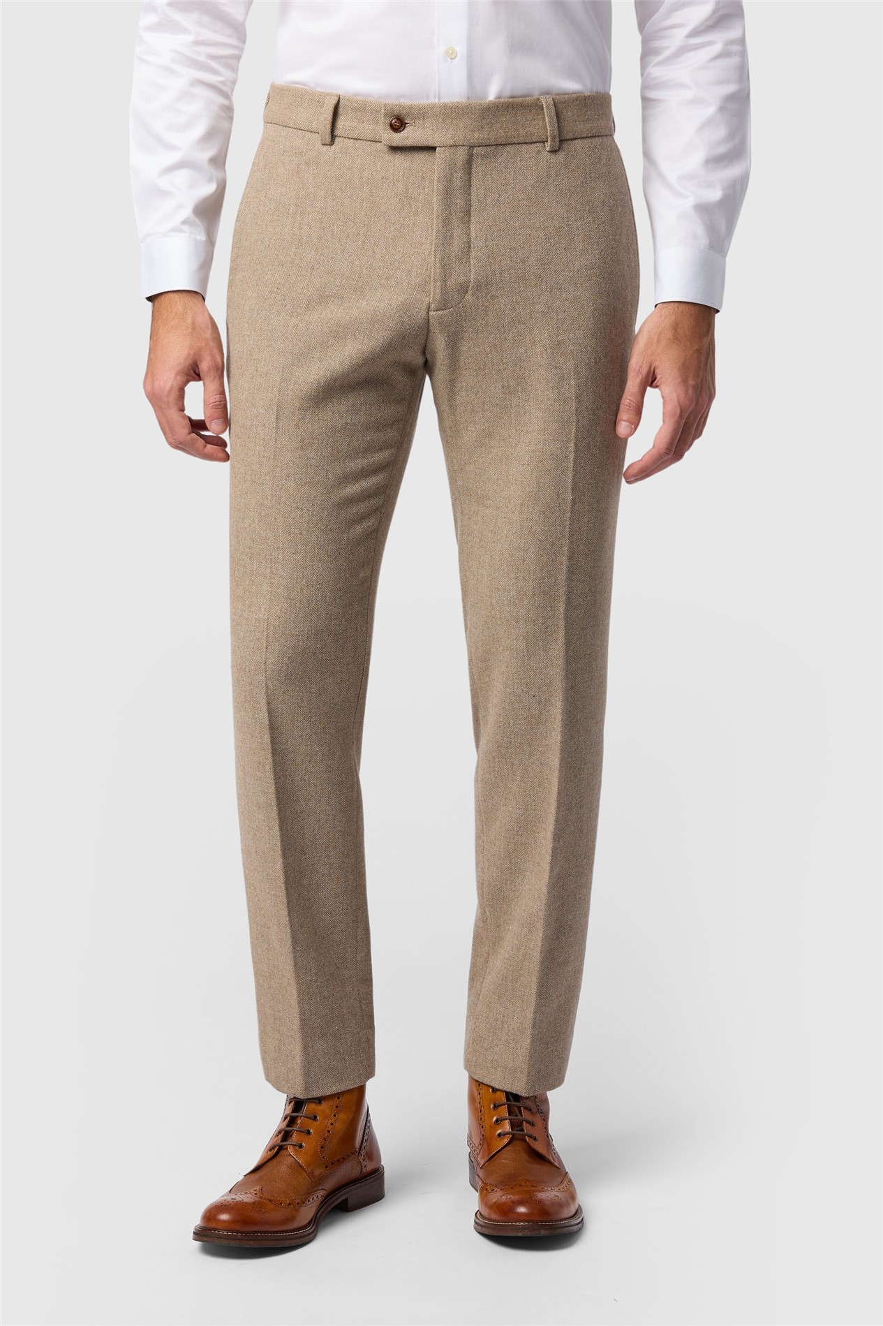 Antique Rogue Slim Fit Camel Herringbone Tweed Trouser