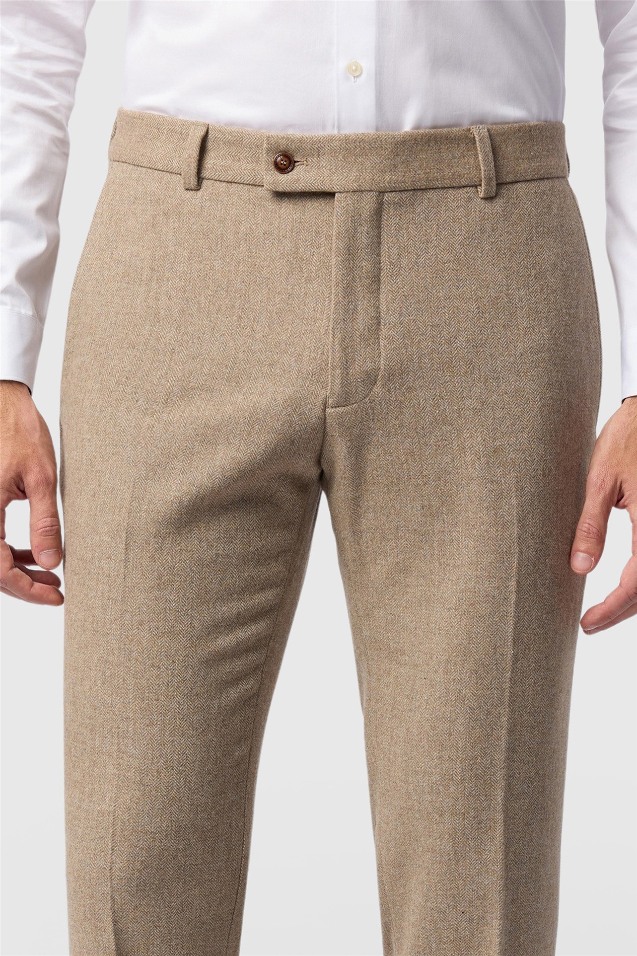 Antique Rogue Slim Fit Camel Herringbone Tweed Trouser