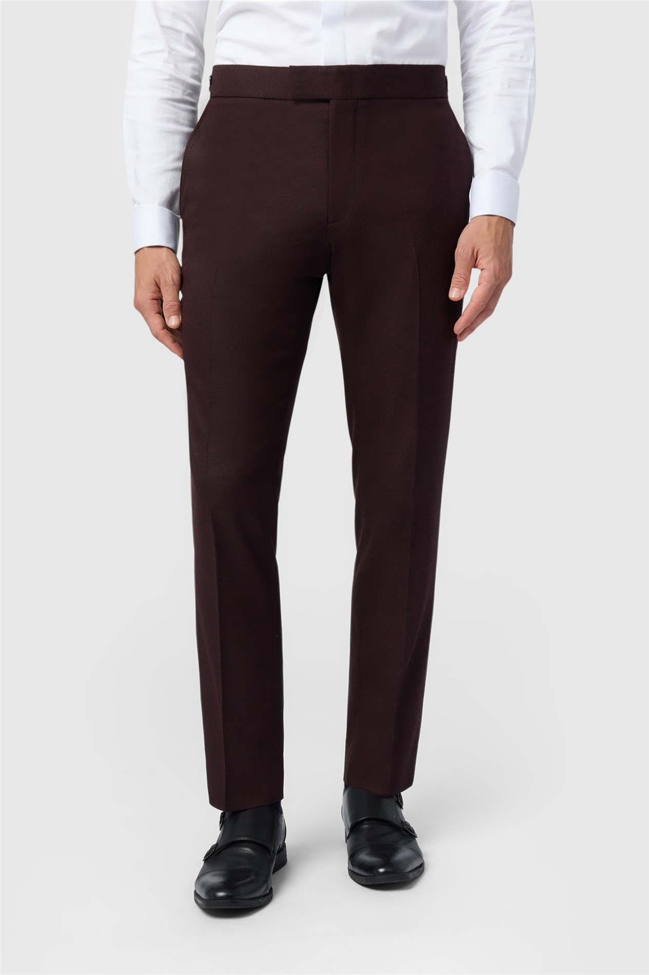 Antique Rogue Slim Fit Burgundy Texture Trousers