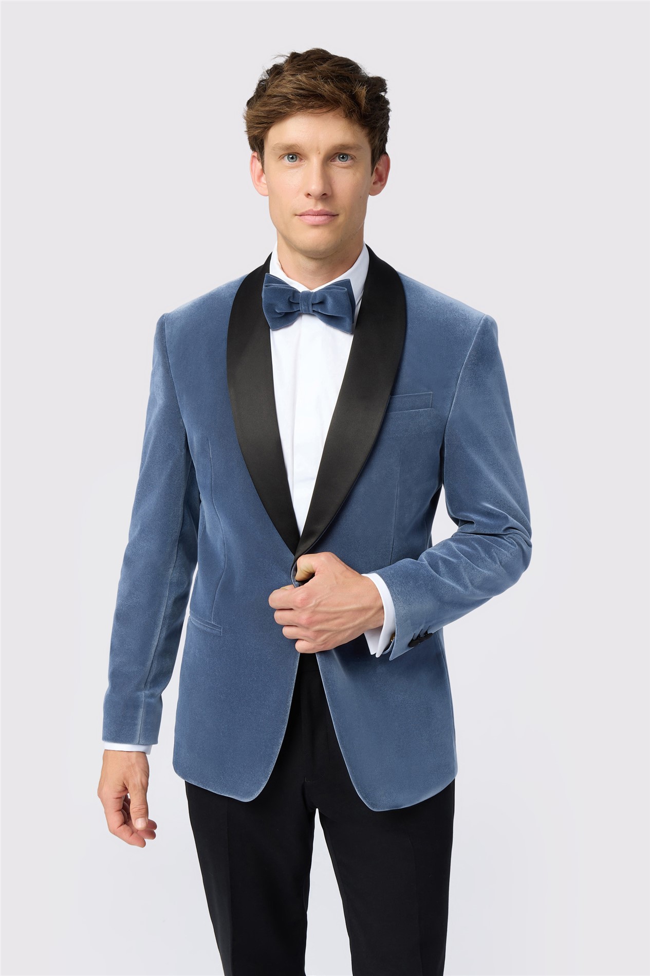 Antique Rogue Slim Fit Smoke Blue Velvet Jacket | Suit Direct Antique Rogue Slim Fit Smoke Blue Velvet Jacket | Suit Direct