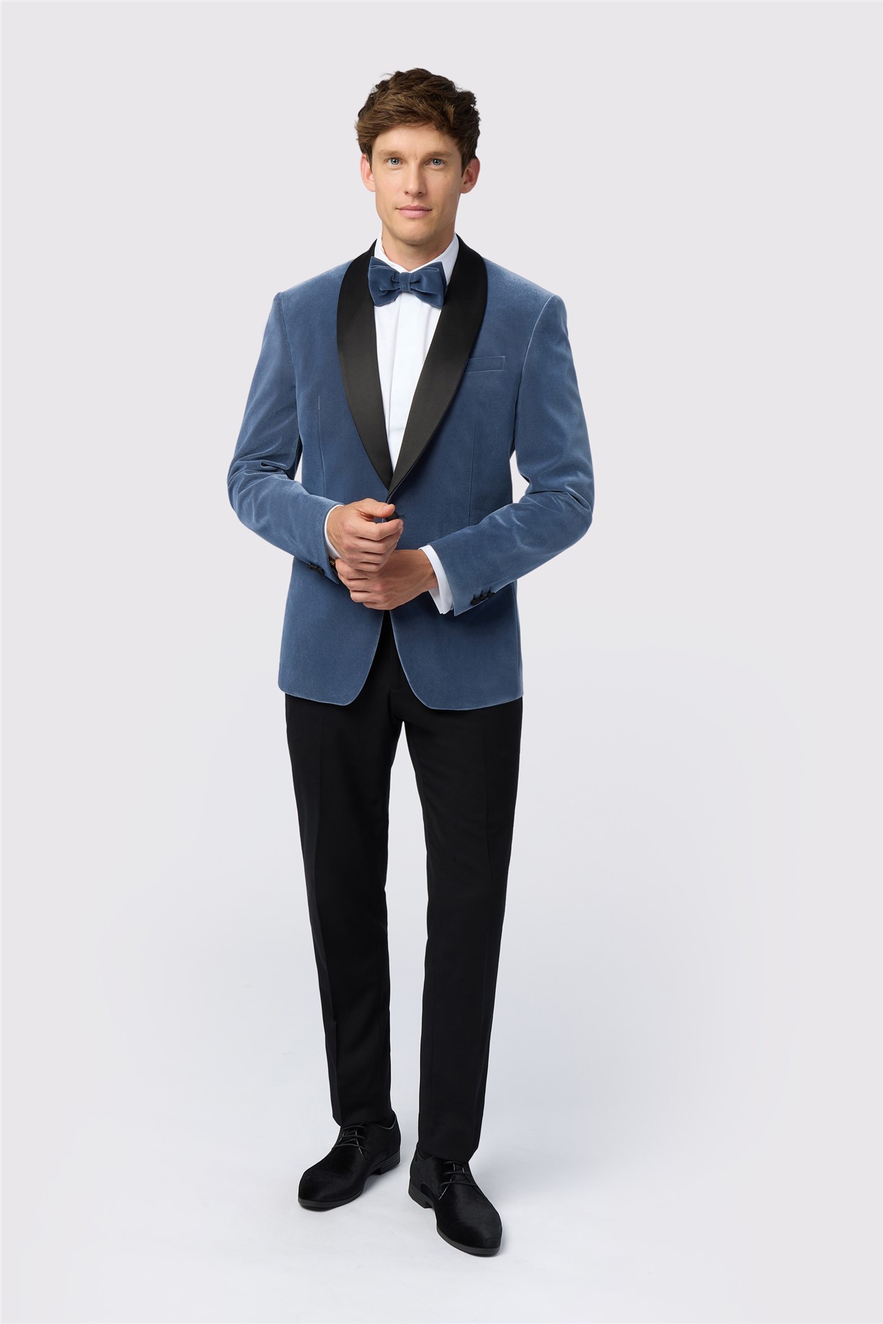Antique Rogue Slim Fit Smoke Blue Velvet Jacket