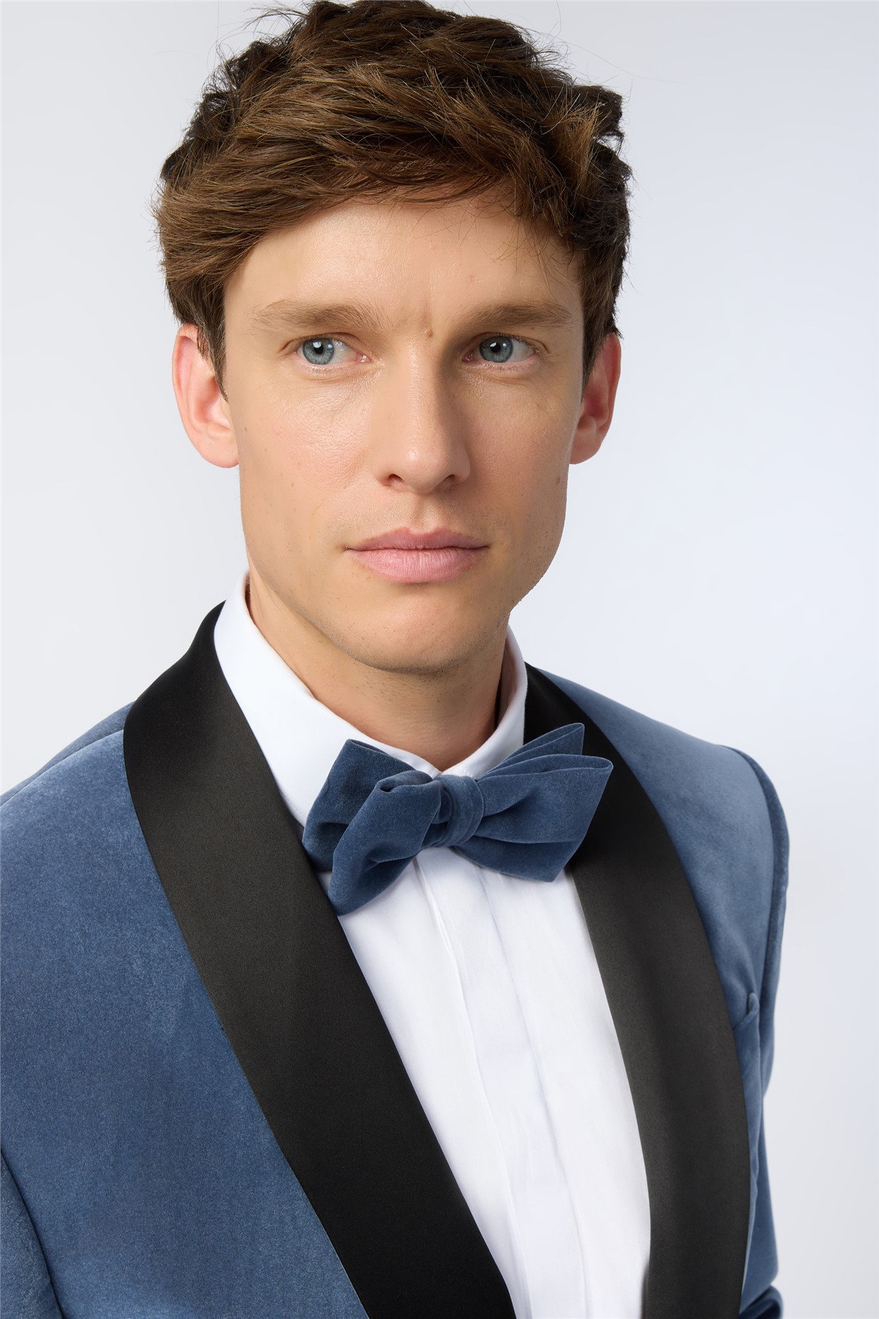 Antique Rogue Slim Fit Smoke Blue Velvet Jacket