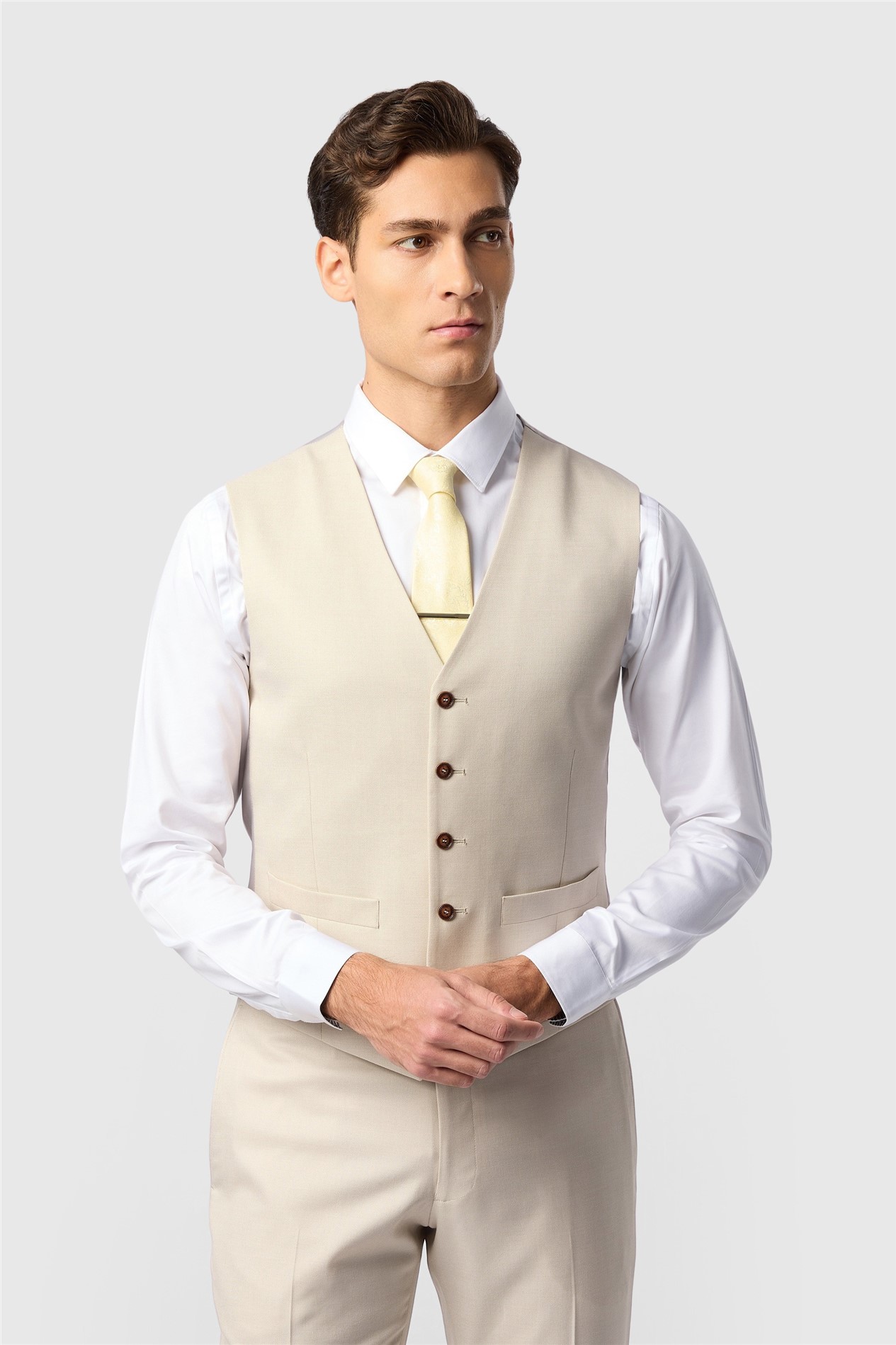 Antique Rogue Blake Ecru Texture Waistcoat
