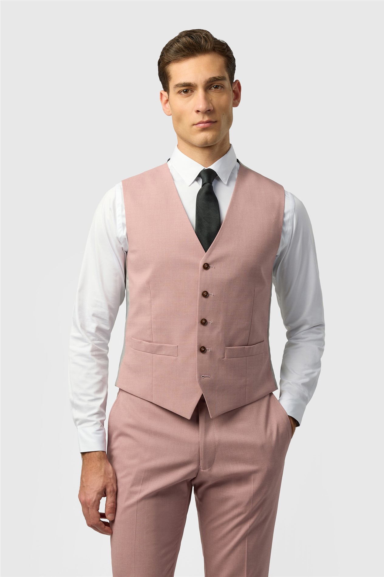 Antique Rogue Blake Pink Plain Waistcoat