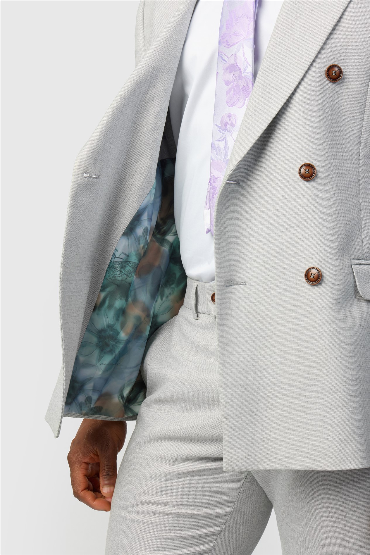 Antique Rogue Slim Fit Blake Grey Double Breasted Jacket
