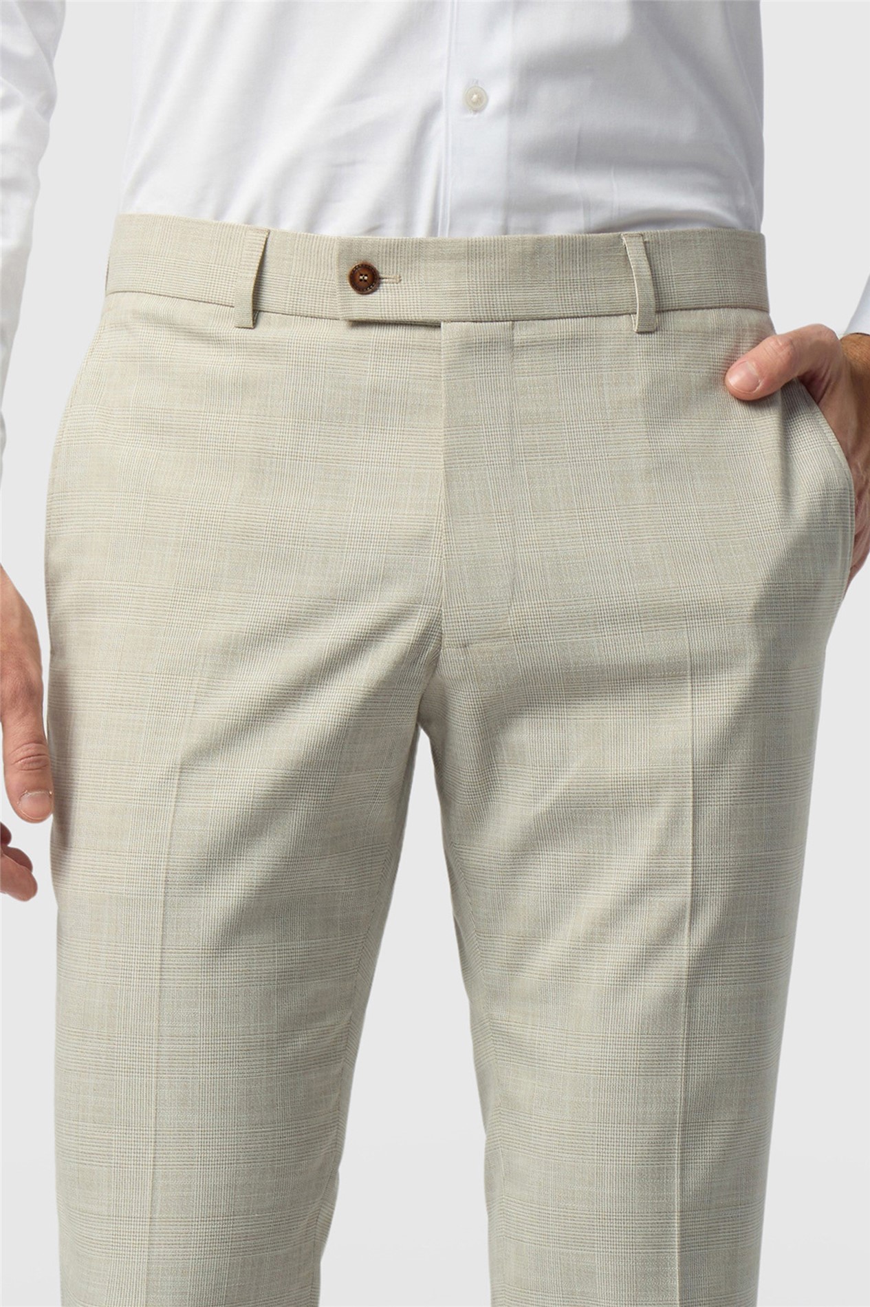 Antique Rogue Slim Fit Gresham Ecru Check Trouser
